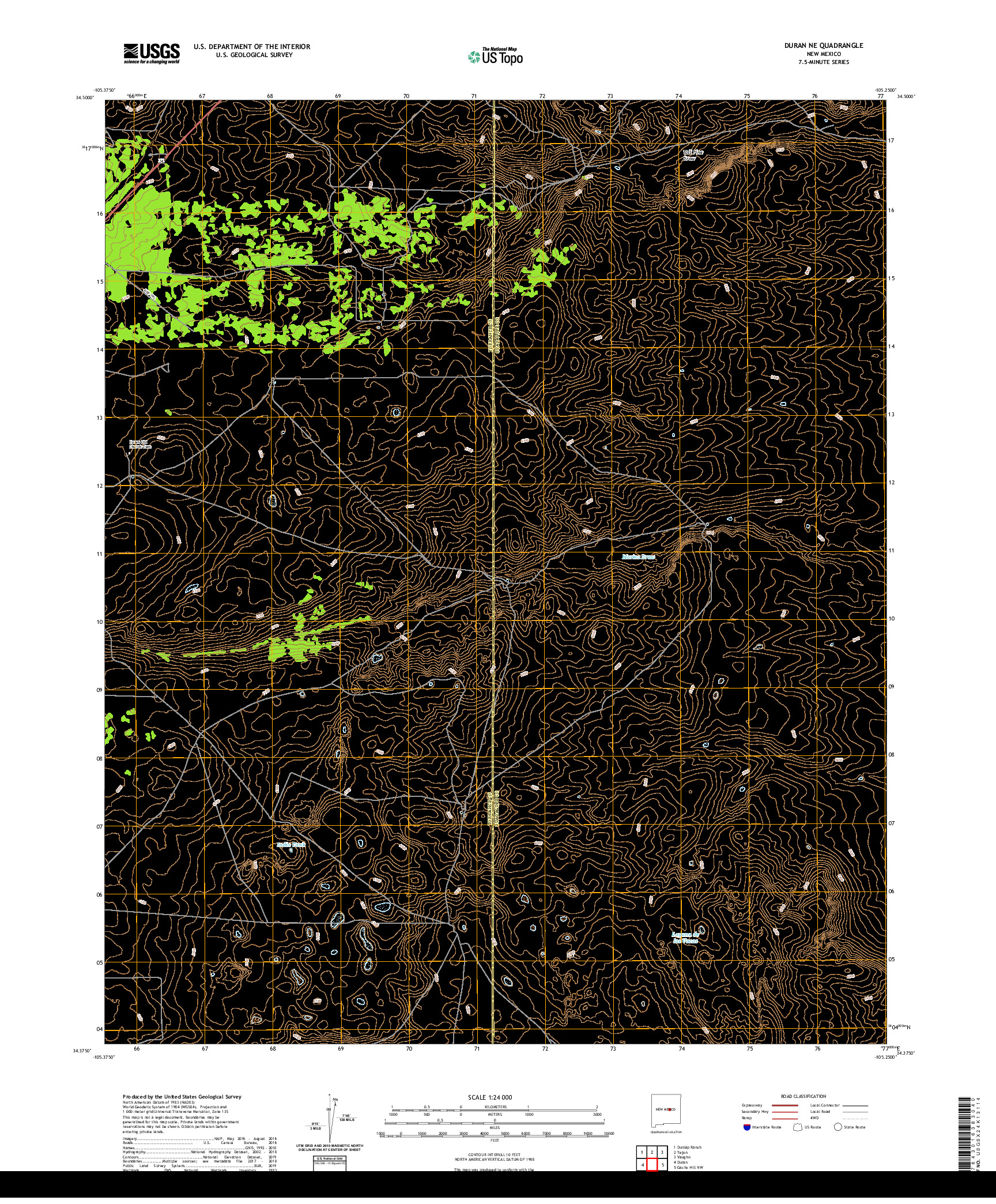 USGS US TOPO 7.5-MINUTE MAP FOR DURAN NE, NM 2020