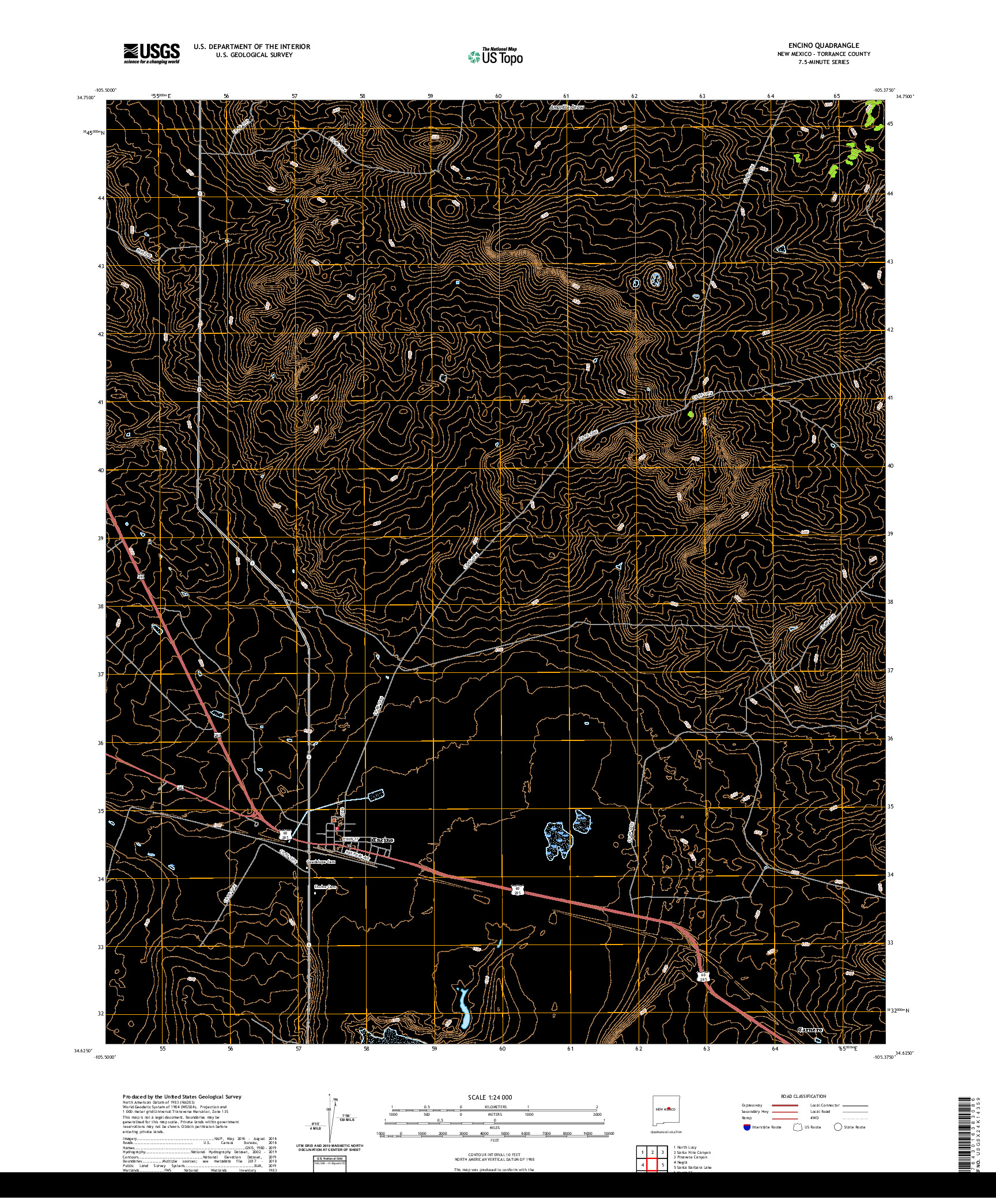 USGS US TOPO 7.5-MINUTE MAP FOR ENCINO, NM 2020