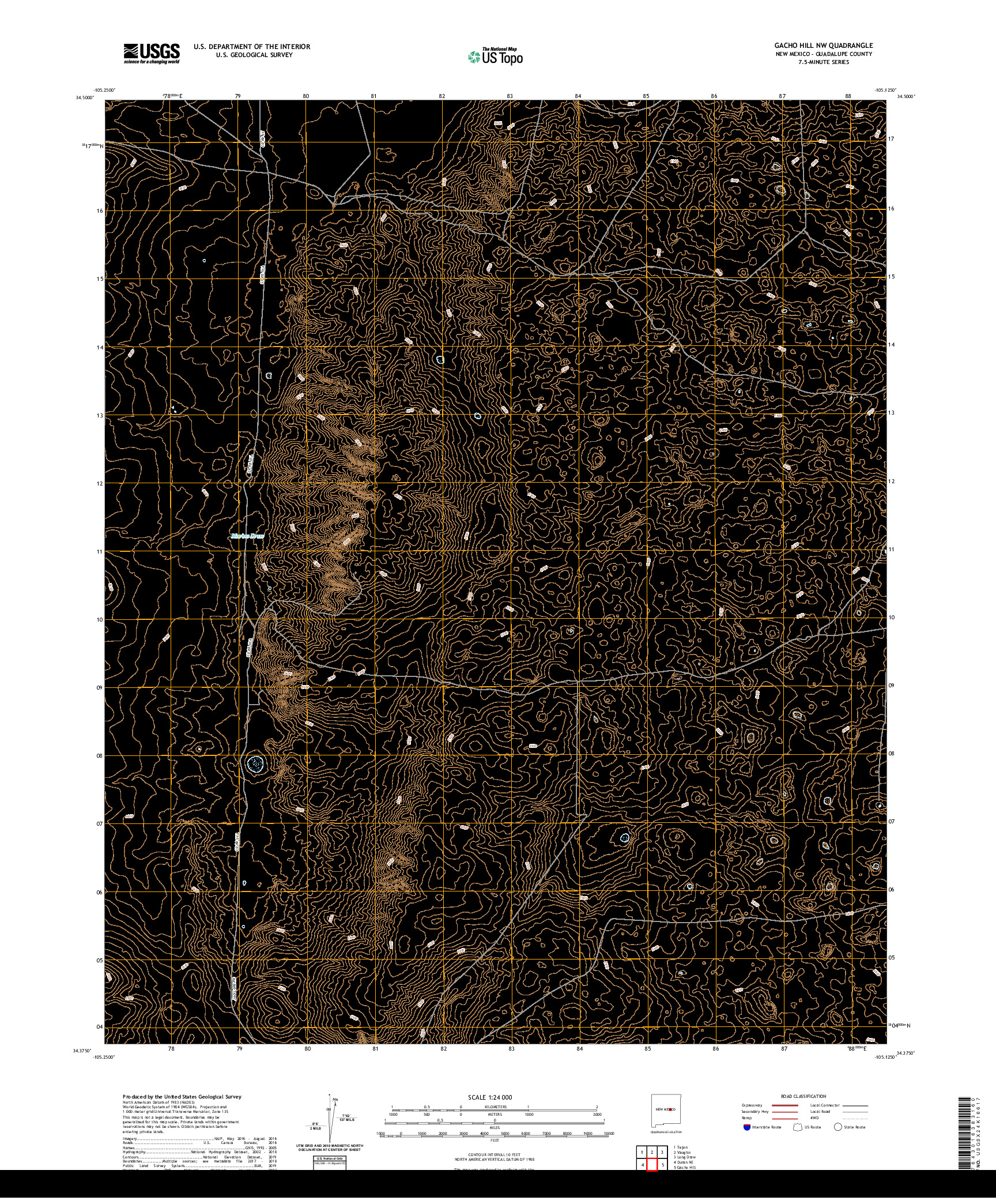 USGS US TOPO 7.5-MINUTE MAP FOR GACHO HILL NW, NM 2020