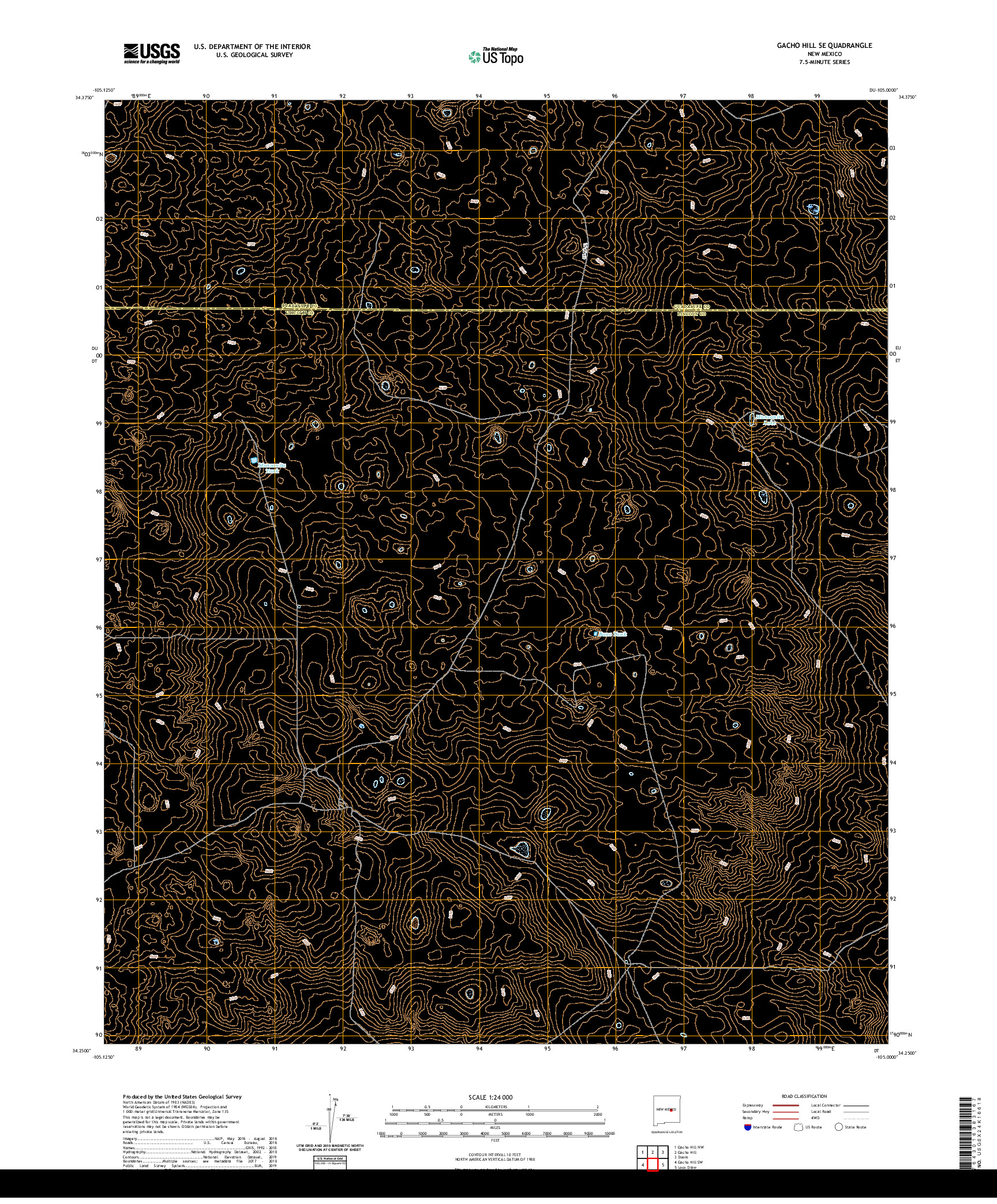 USGS US TOPO 7.5-MINUTE MAP FOR GACHO HILL SE, NM 2020