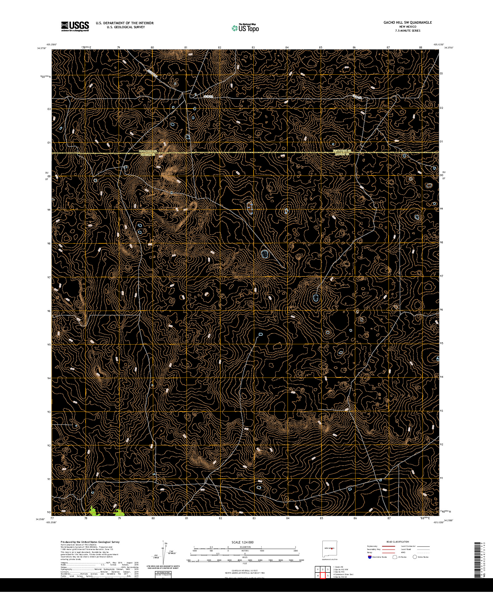 USGS US TOPO 7.5-MINUTE MAP FOR GACHO HILL SW, NM 2020