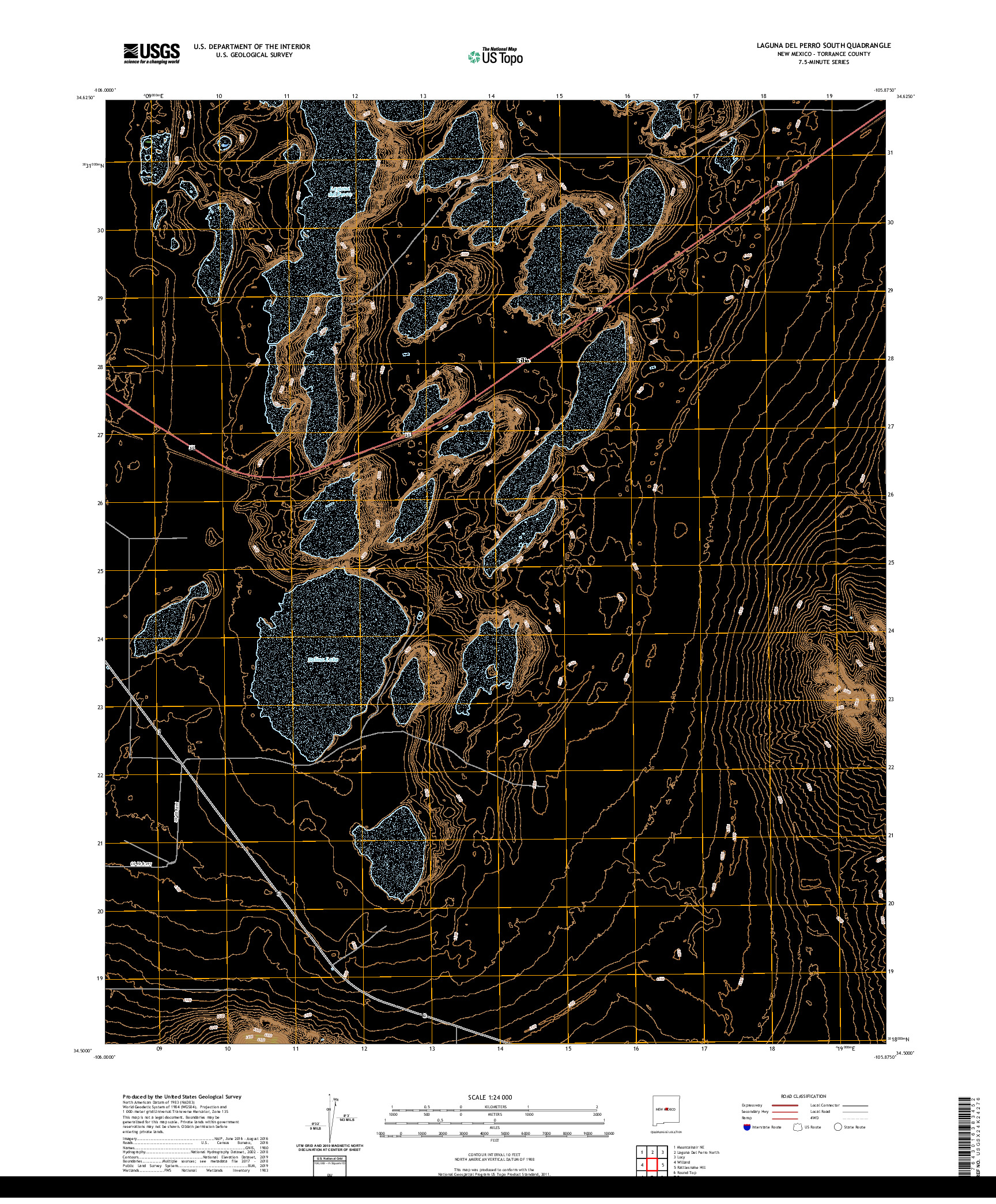 USGS US TOPO 7.5-MINUTE MAP FOR LAGUNA DEL PERRO SOUTH, NM 2020