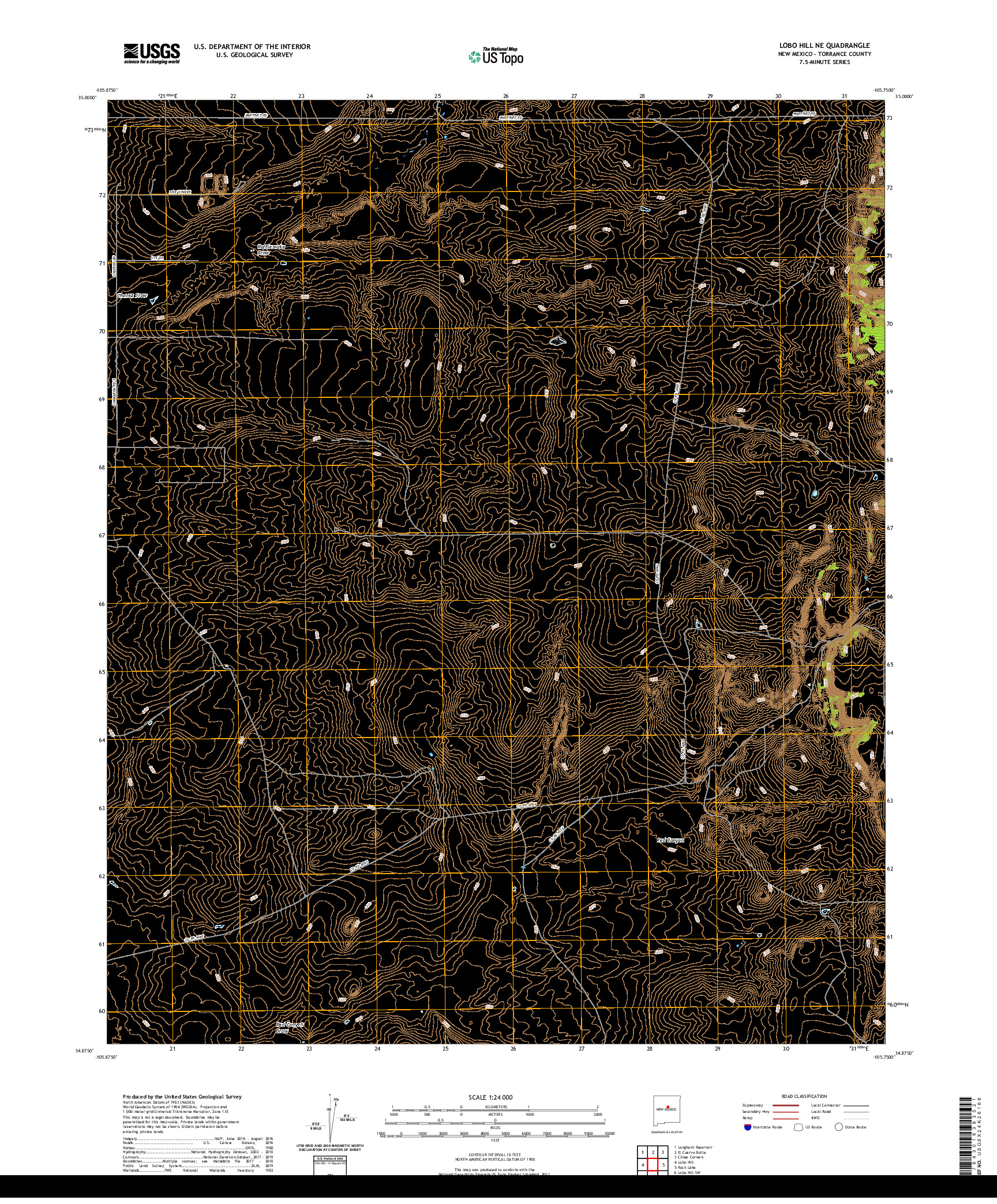 USGS US TOPO 7.5-MINUTE MAP FOR LOBO HILL NE, NM 2020