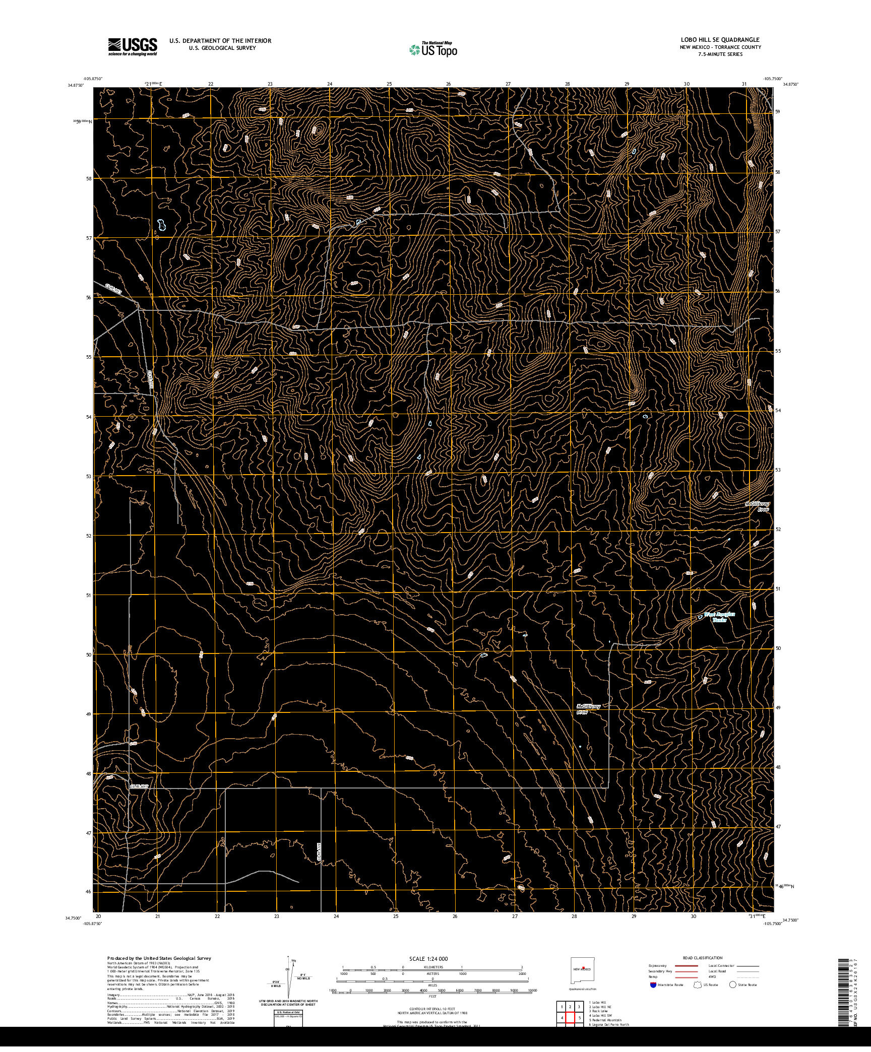 USGS US TOPO 7.5-MINUTE MAP FOR LOBO HILL SE, NM 2020