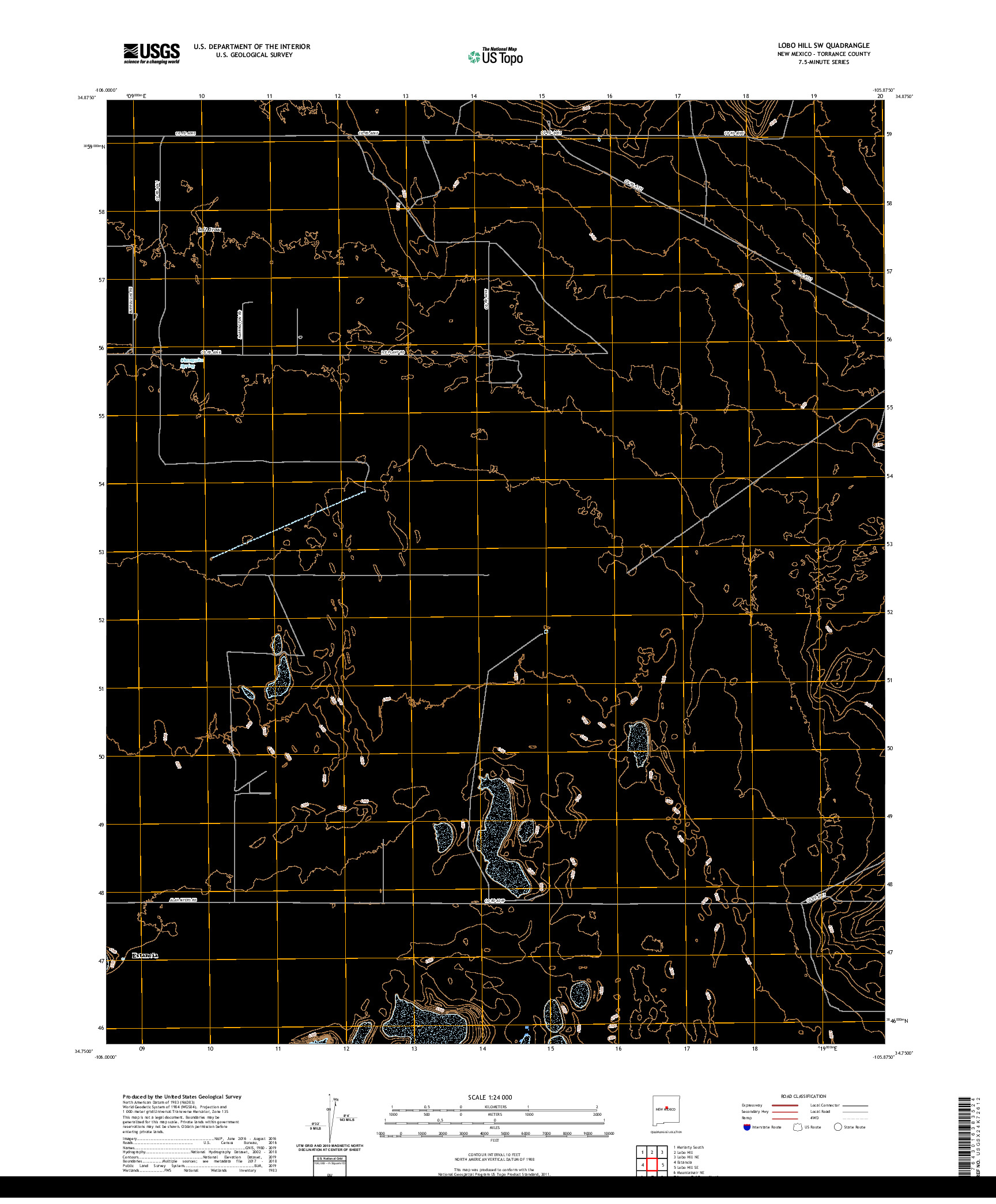 USGS US TOPO 7.5-MINUTE MAP FOR LOBO HILL SW, NM 2020