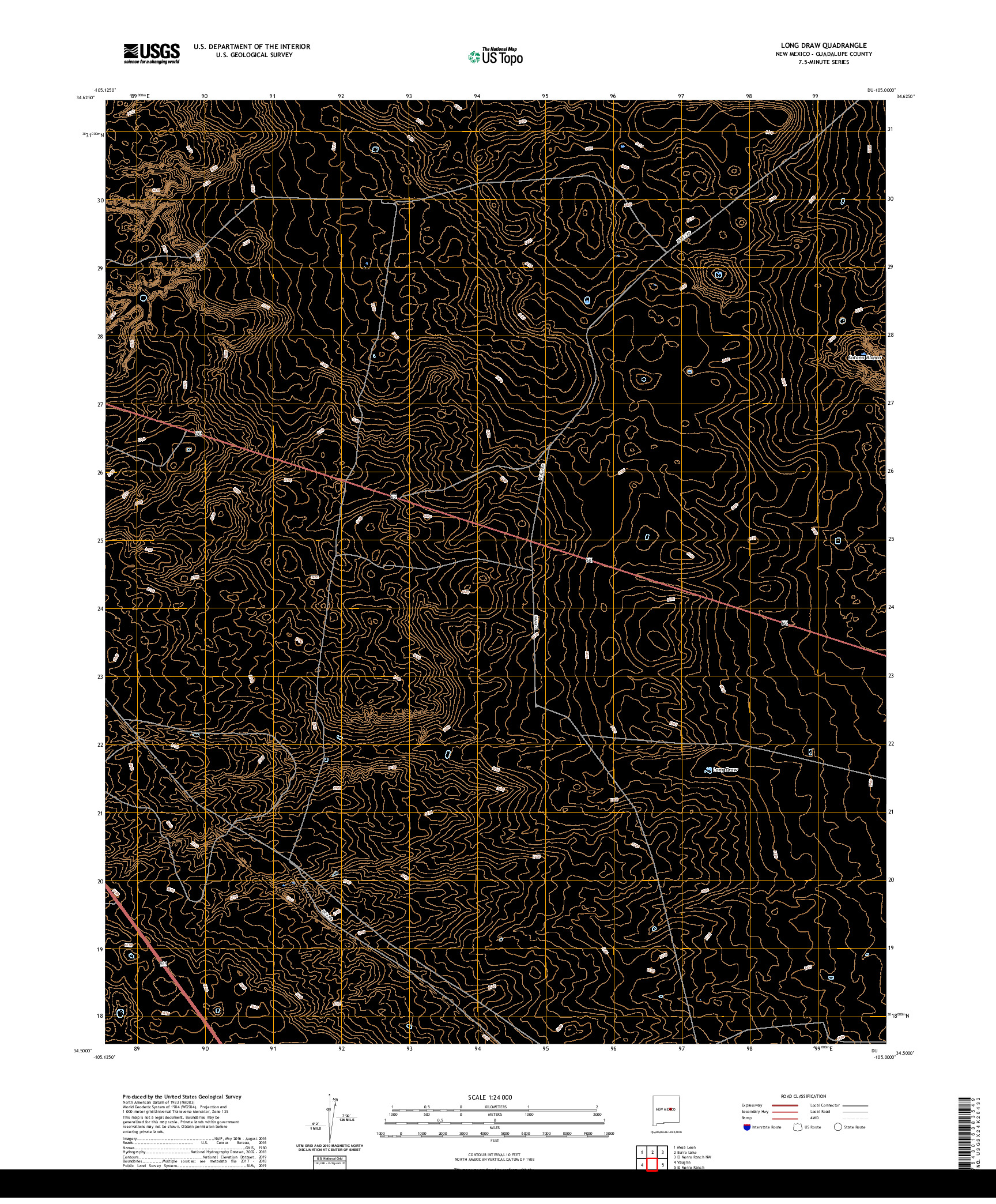 USGS US TOPO 7.5-MINUTE MAP FOR LONG DRAW, NM 2020