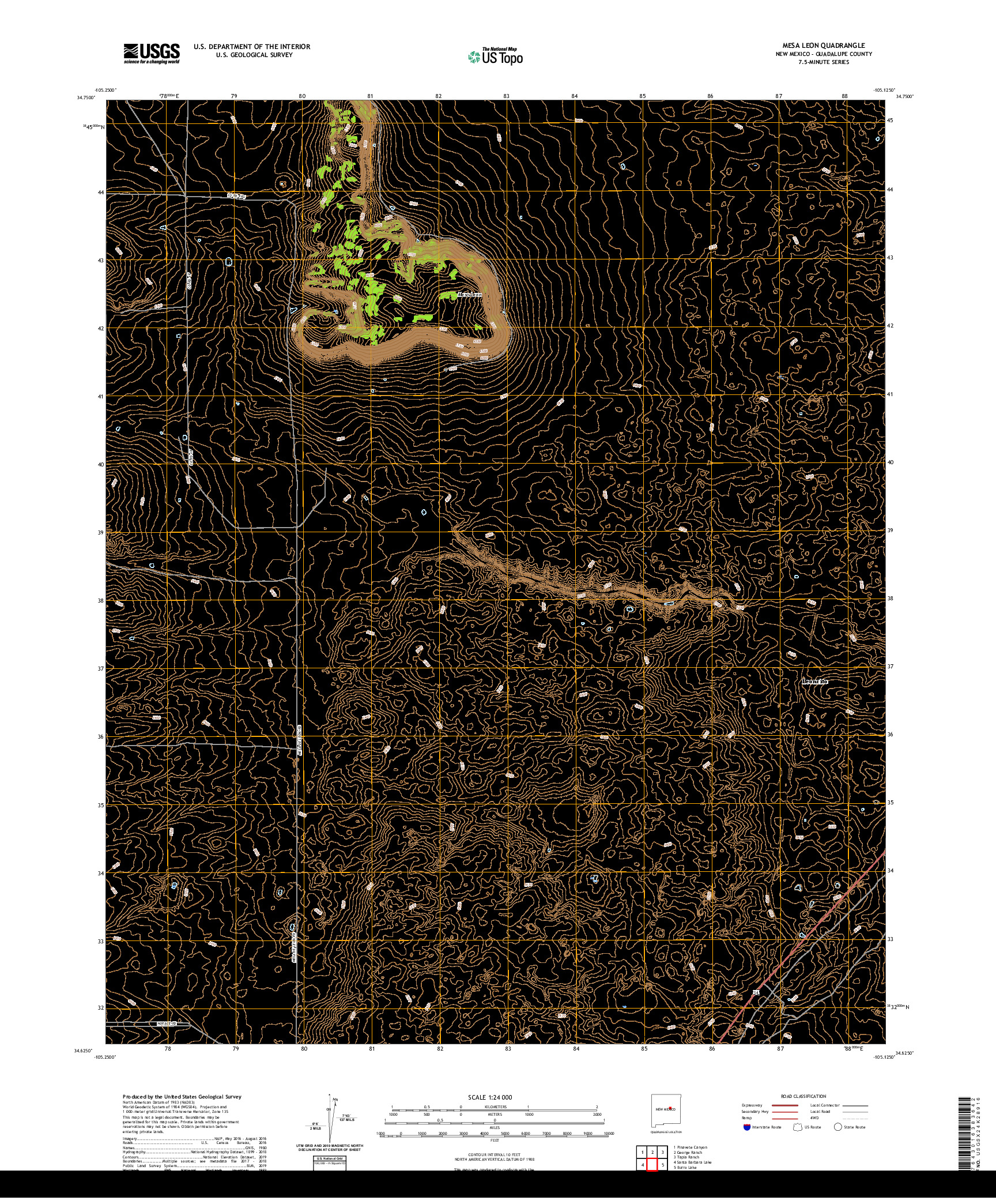 USGS US TOPO 7.5-MINUTE MAP FOR MESA LEON, NM 2020