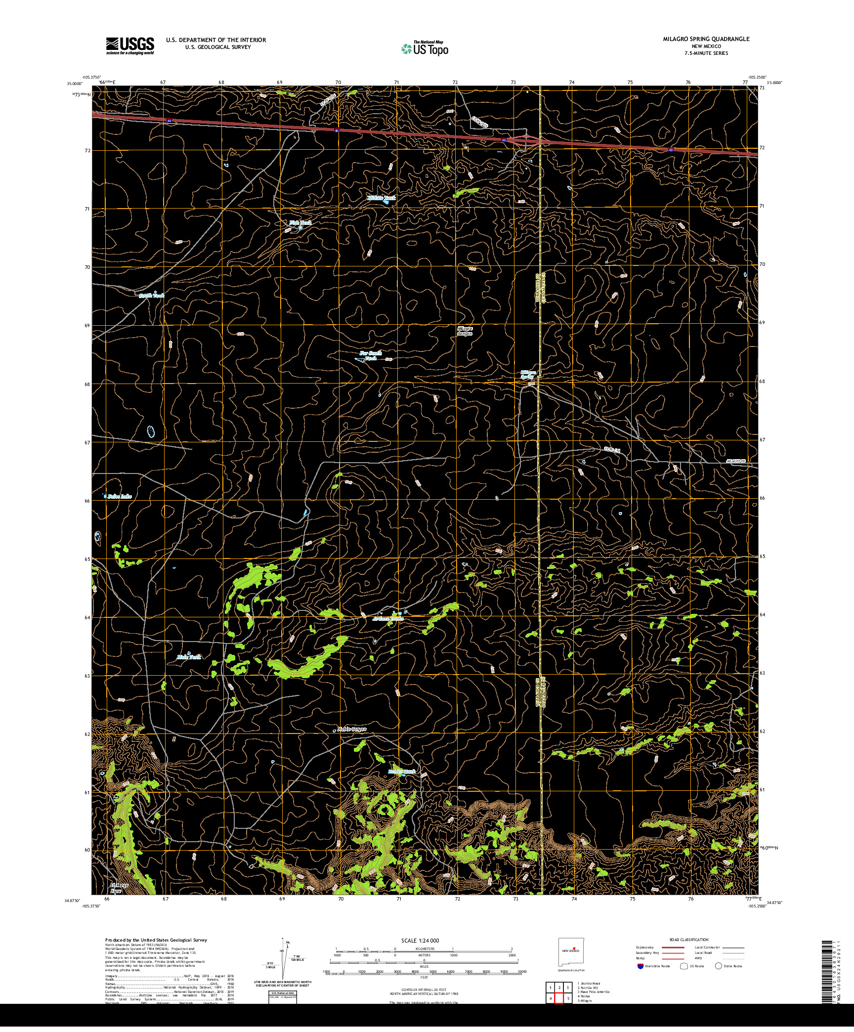 USGS US TOPO 7.5-MINUTE MAP FOR MILAGRO SPRING, NM 2020