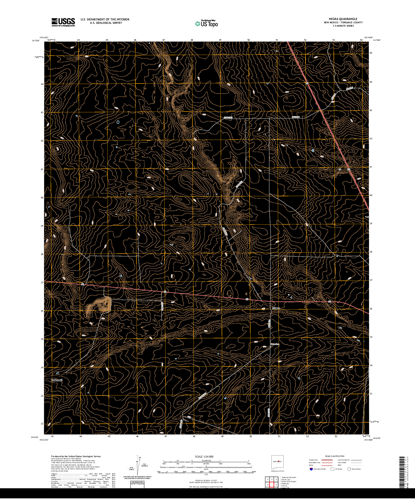 USGS US TOPO 7.5-MINUTE MAP FOR NEGRA, NM 2020