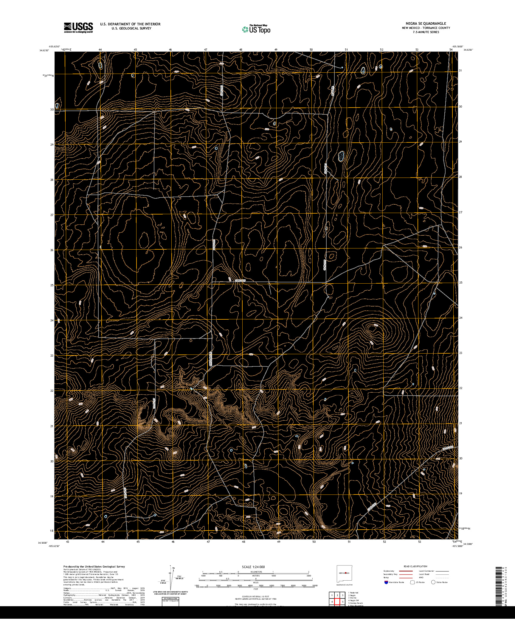 USGS US TOPO 7.5-MINUTE MAP FOR NEGRA SE, NM 2020