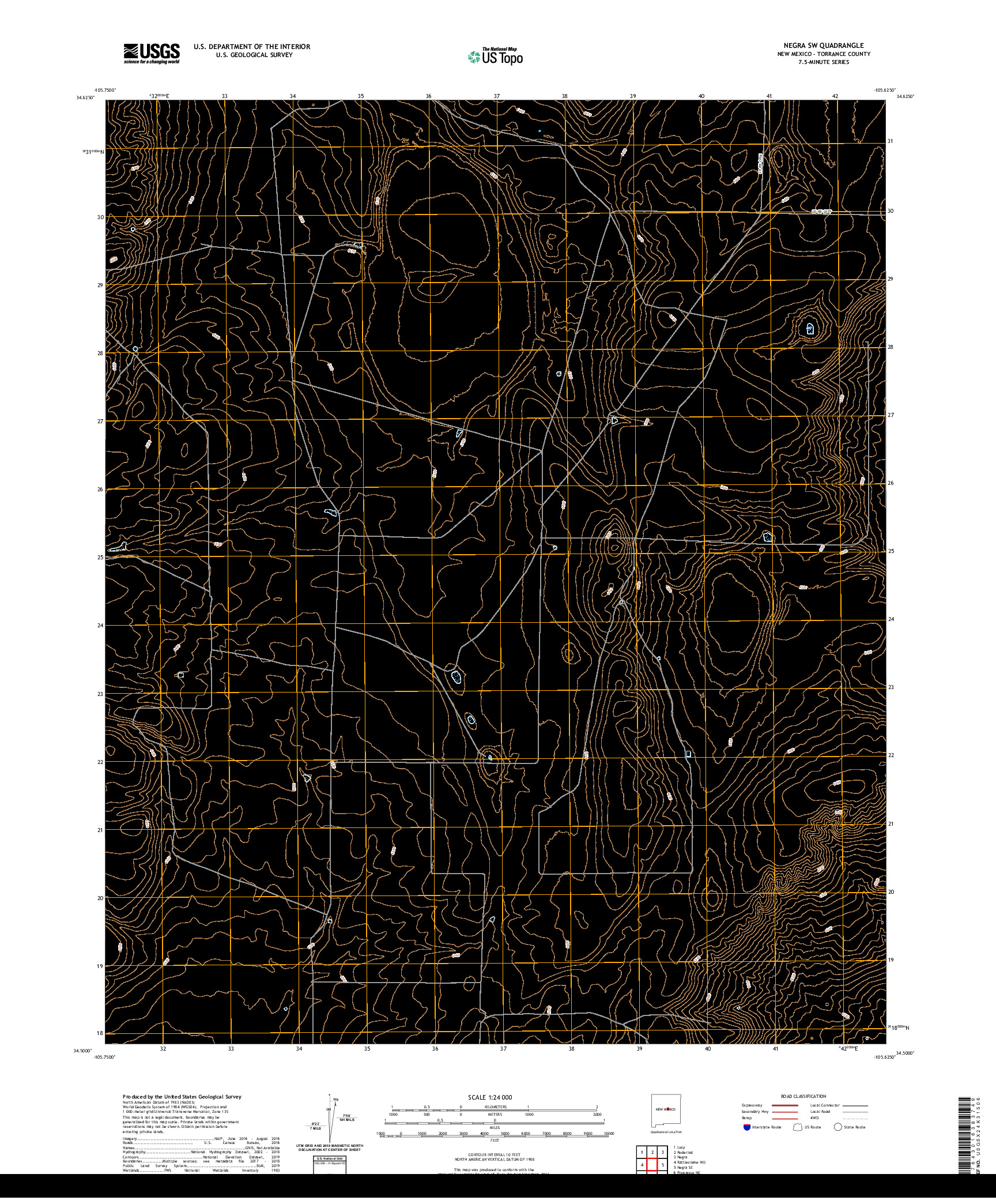 USGS US TOPO 7.5-MINUTE MAP FOR NEGRA SW, NM 2020