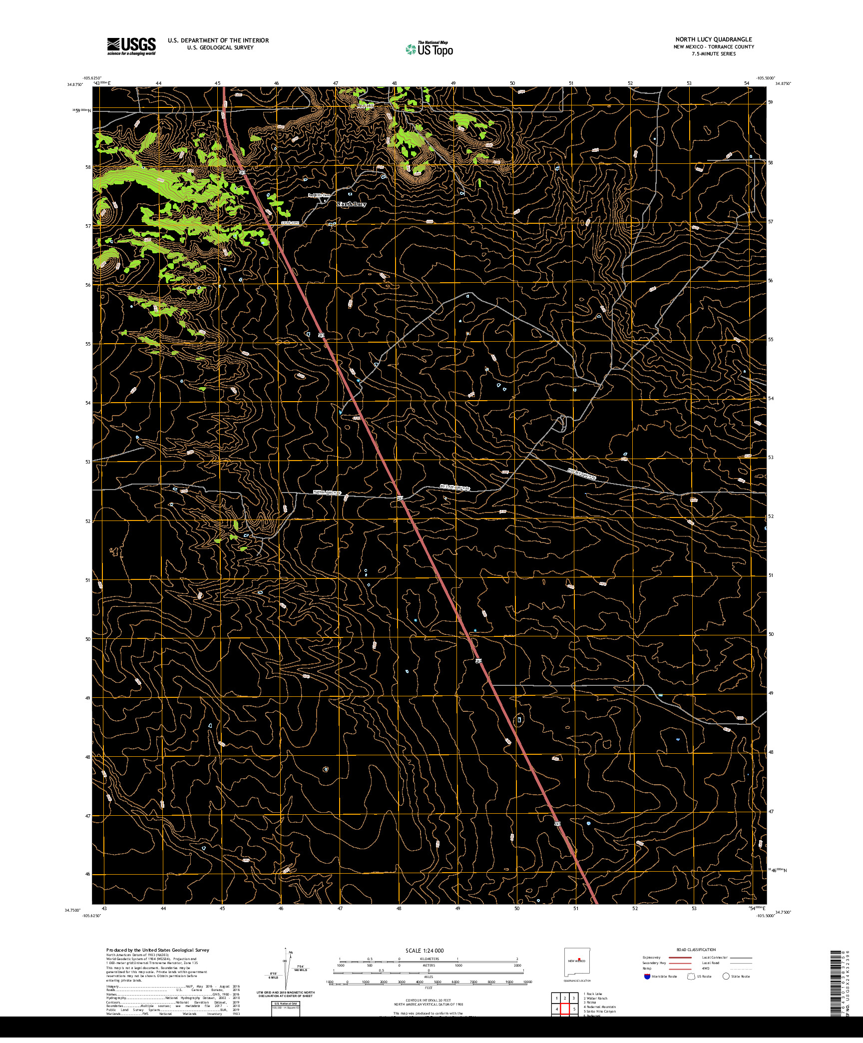 USGS US TOPO 7.5-MINUTE MAP FOR NORTH LUCY, NM 2020