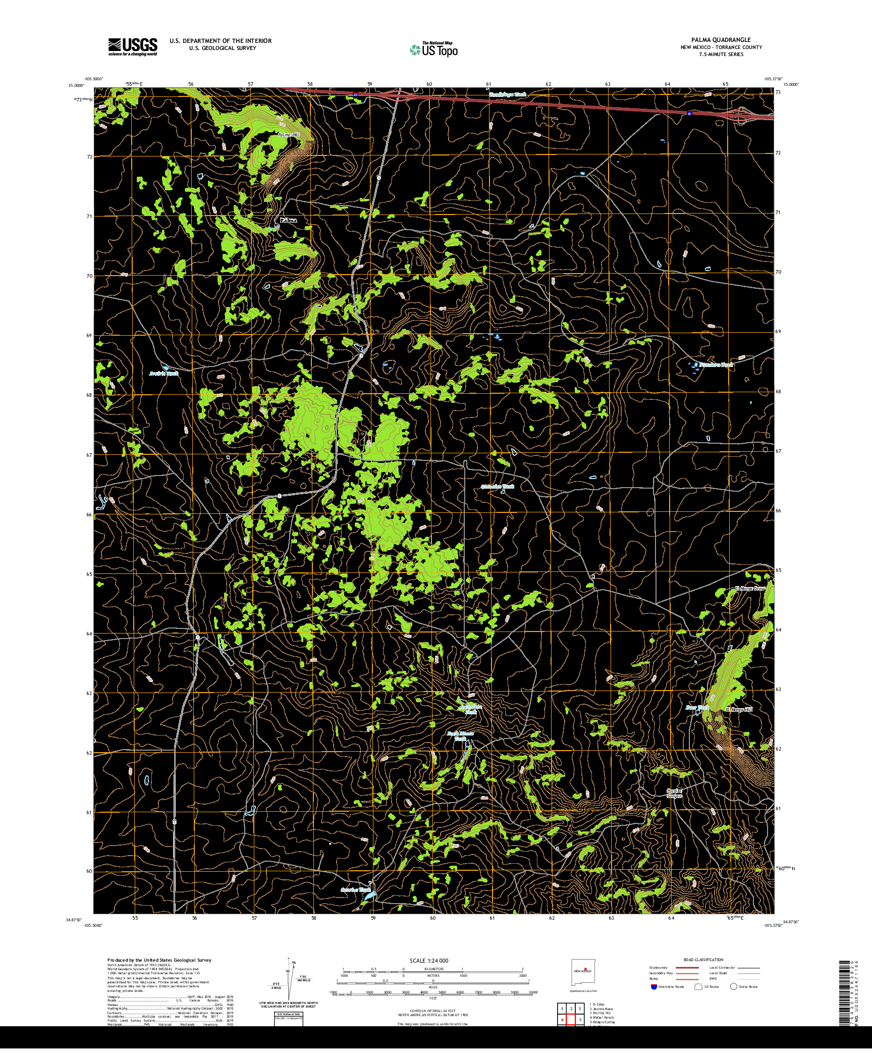 USGS US TOPO 7.5-MINUTE MAP FOR PALMA, NM 2020