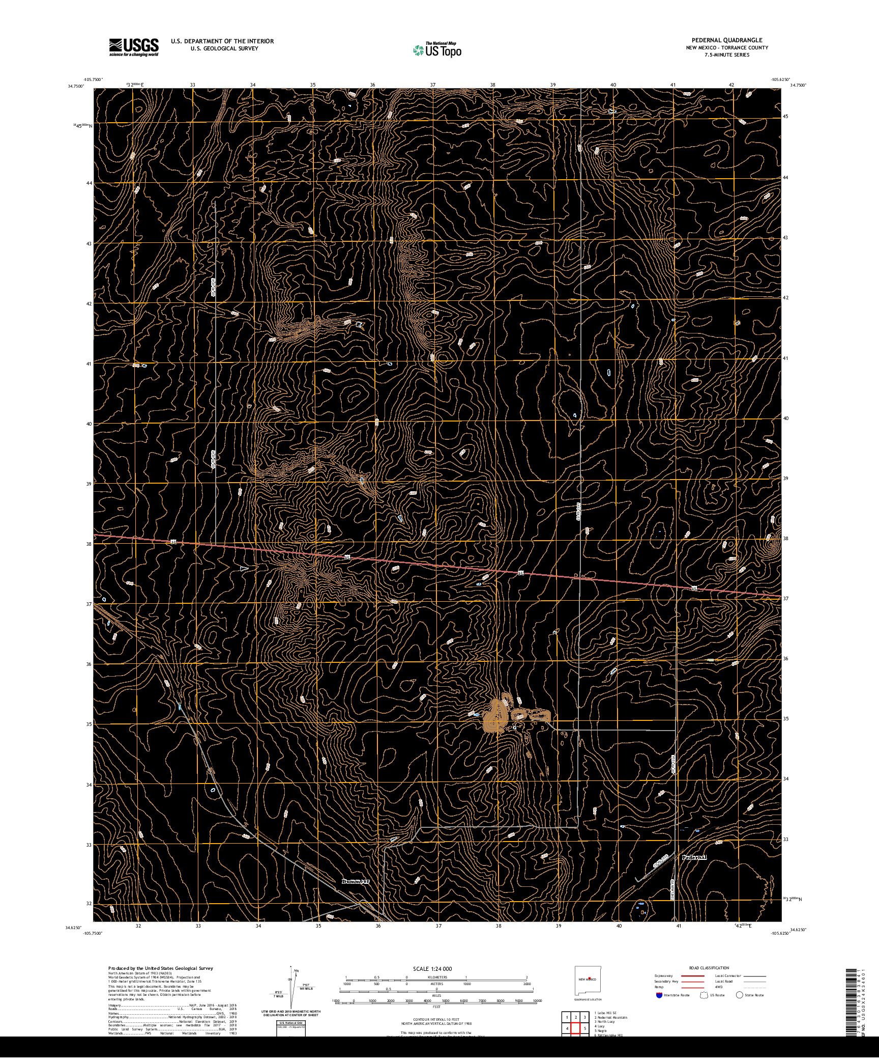 USGS US TOPO 7.5-MINUTE MAP FOR PEDERNAL, NM 2020