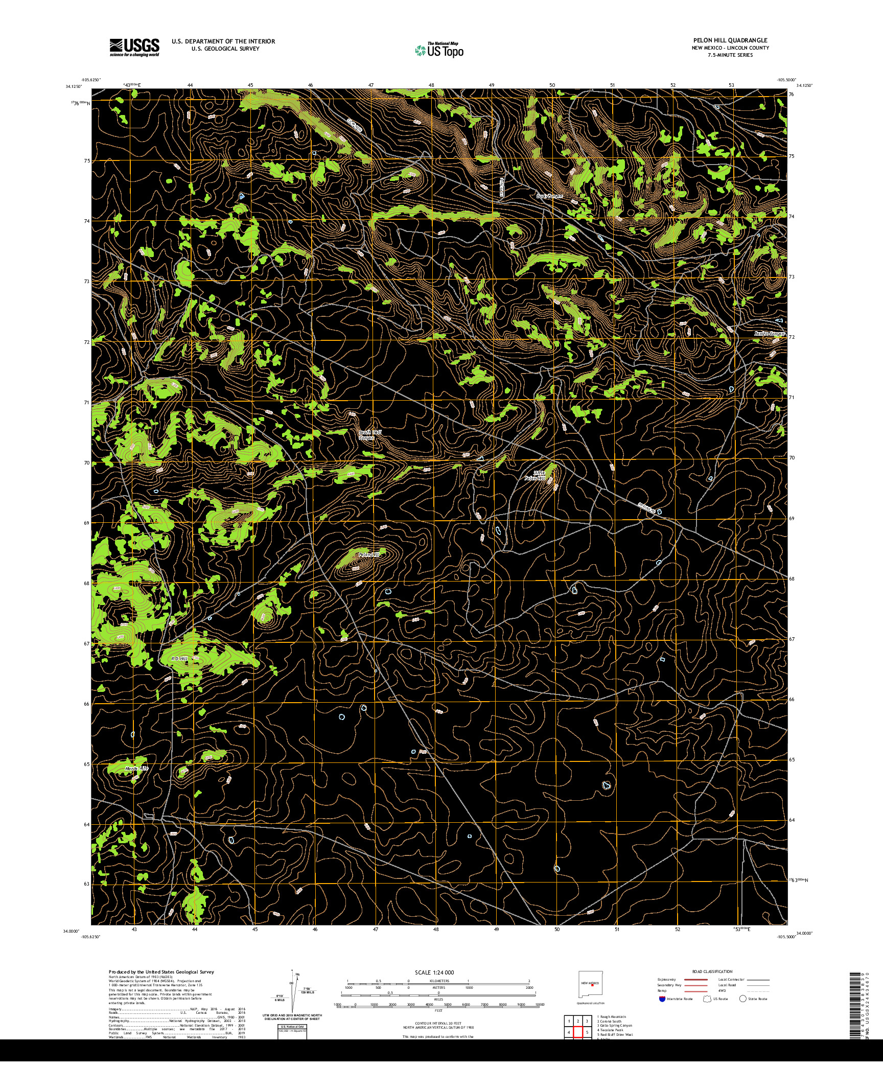 USGS US TOPO 7.5-MINUTE MAP FOR PELON HILL, NM 2020