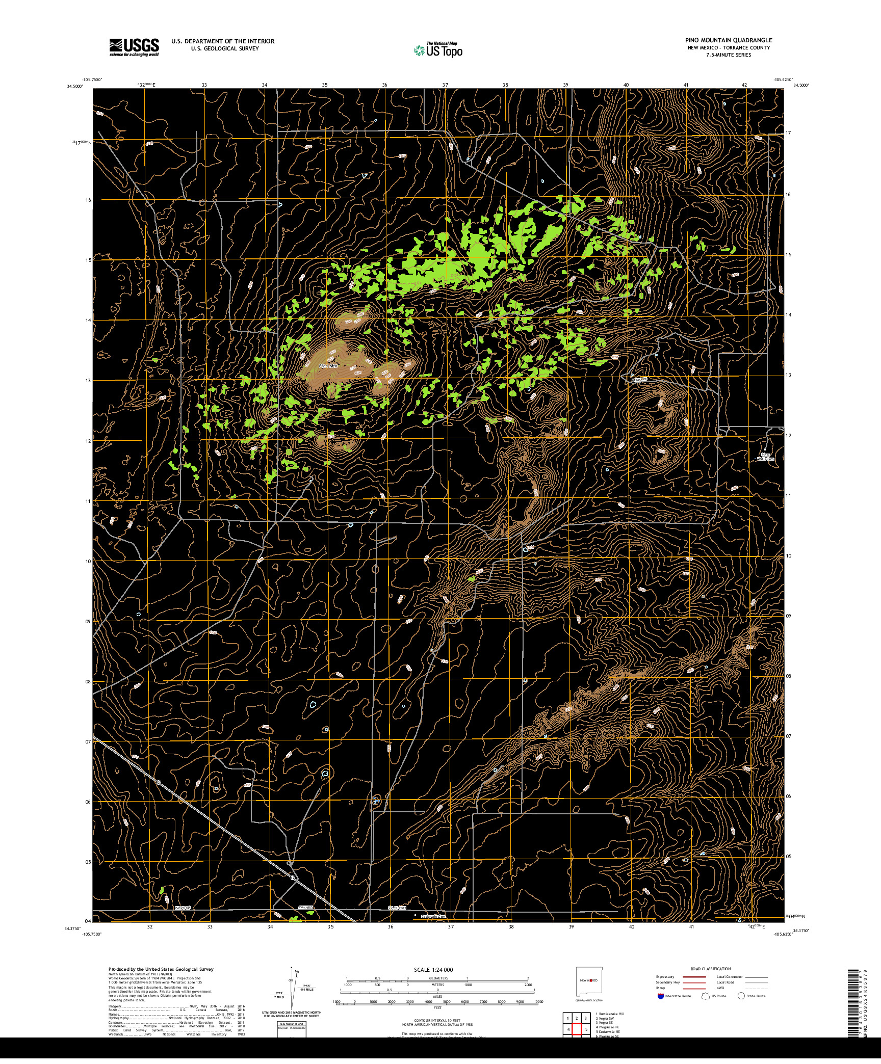 USGS US TOPO 7.5-MINUTE MAP FOR PINO MOUNTAIN, NM 2020