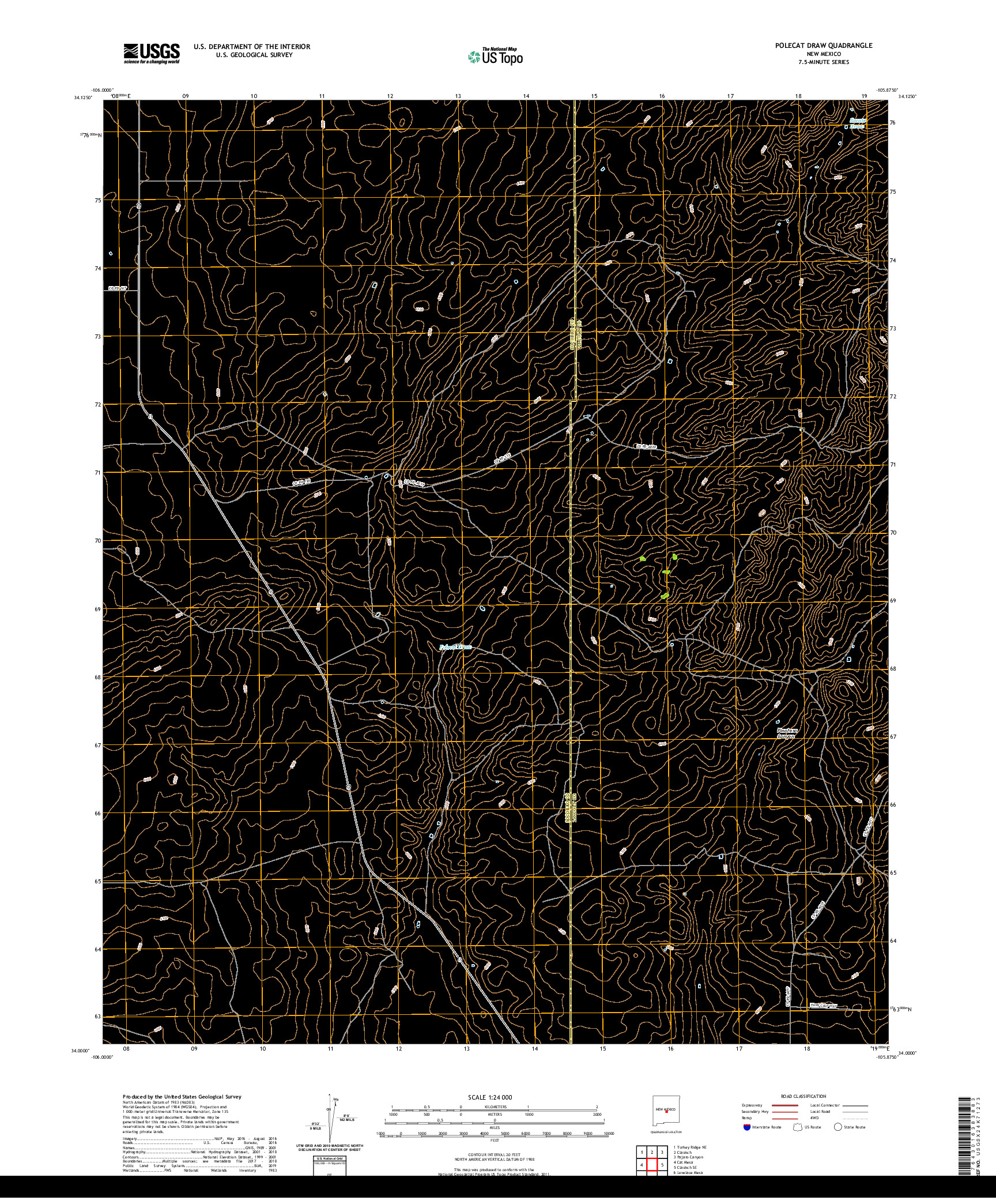 USGS US TOPO 7.5-MINUTE MAP FOR POLECAT DRAW, NM 2020