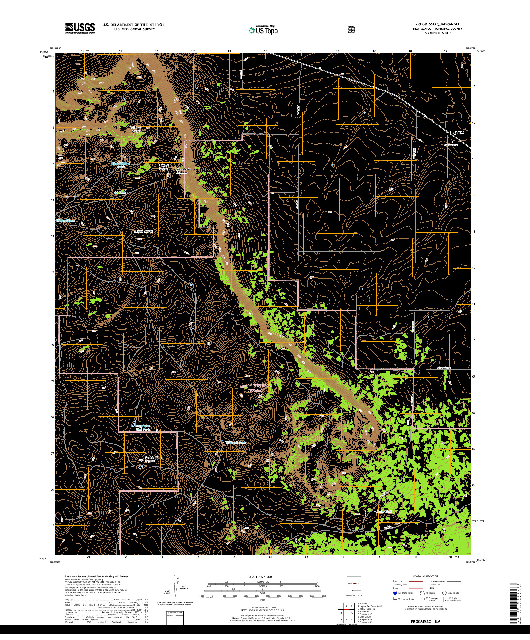 USGS US TOPO 7.5-MINUTE MAP FOR PROGRESSO, NM 2020