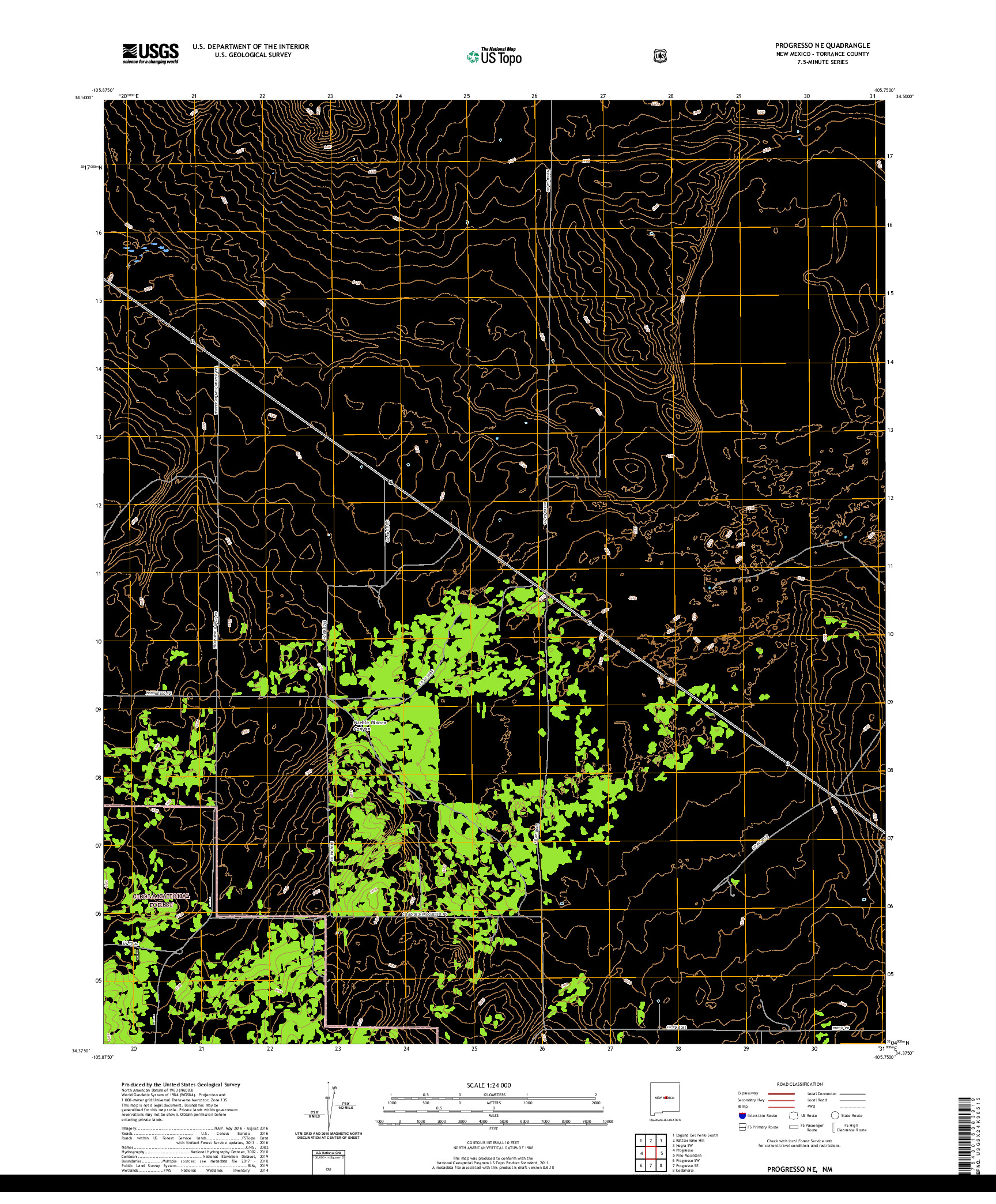 USGS US TOPO 7.5-MINUTE MAP FOR PROGRESSO NE, NM 2020