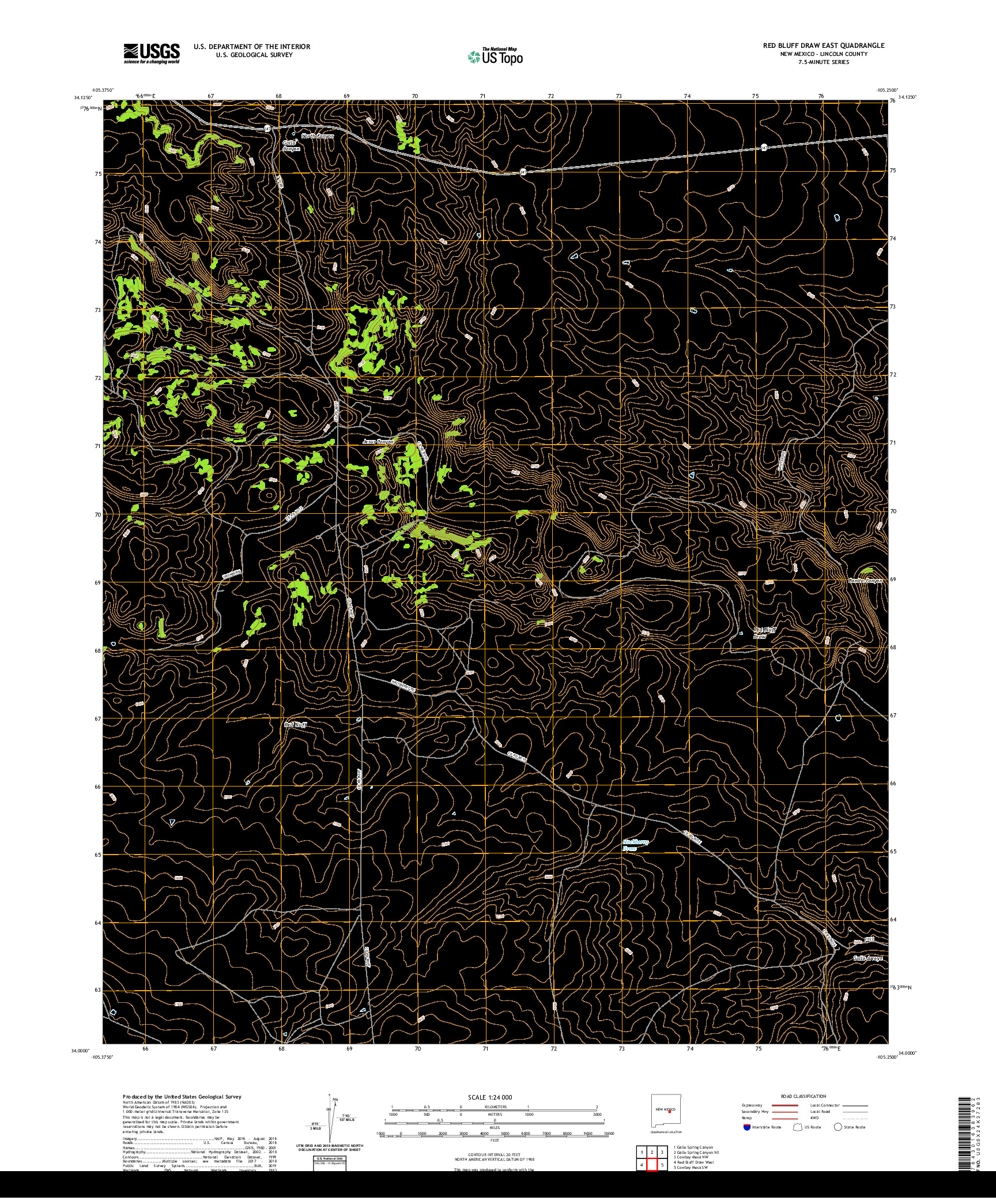 USGS US TOPO 7.5-MINUTE MAP FOR RED BLUFF DRAW EAST, NM 2020