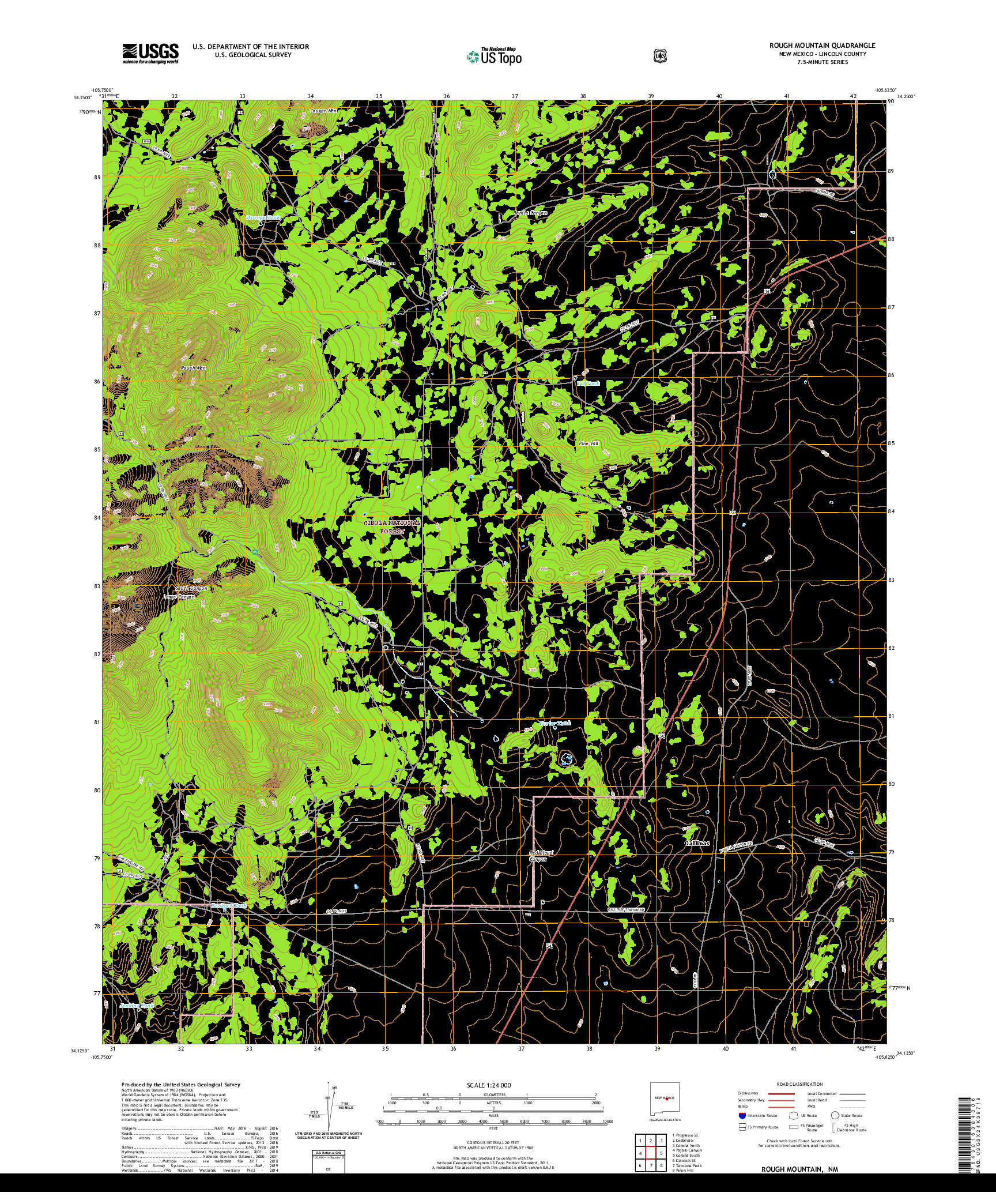 USGS US TOPO 7.5-MINUTE MAP FOR ROUGH MOUNTAIN, NM 2020