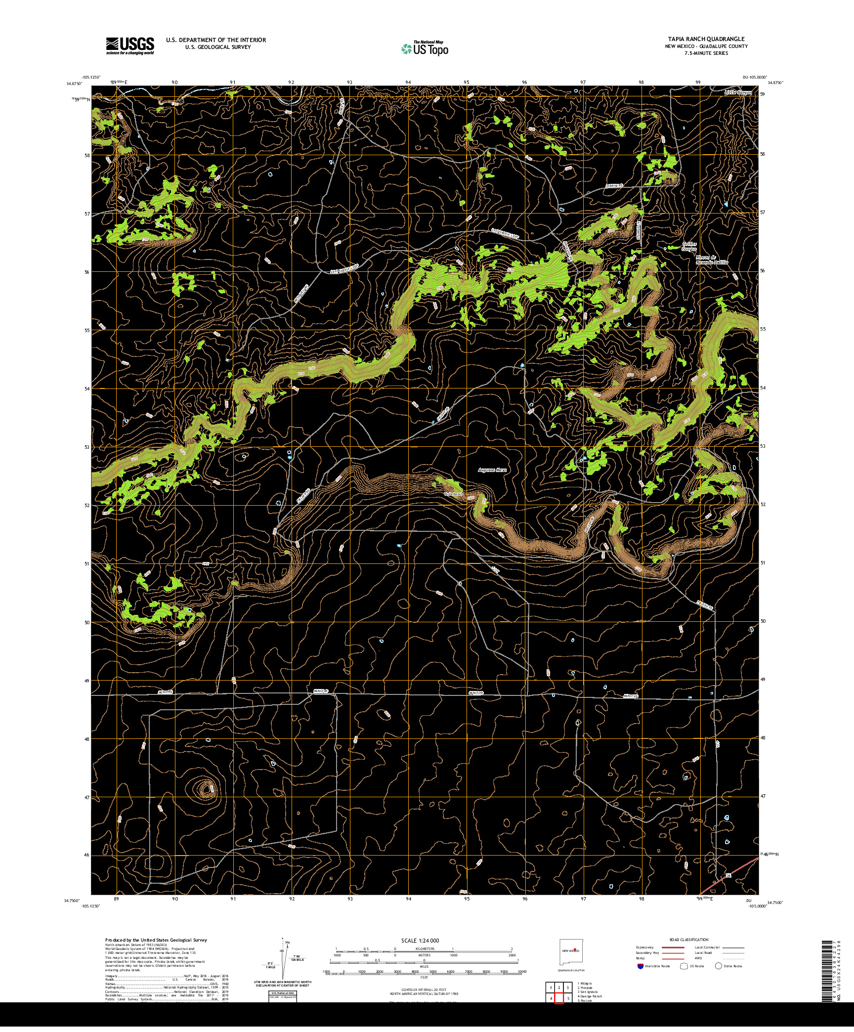 USGS US TOPO 7.5-MINUTE MAP FOR TAPIA RANCH, NM 2020