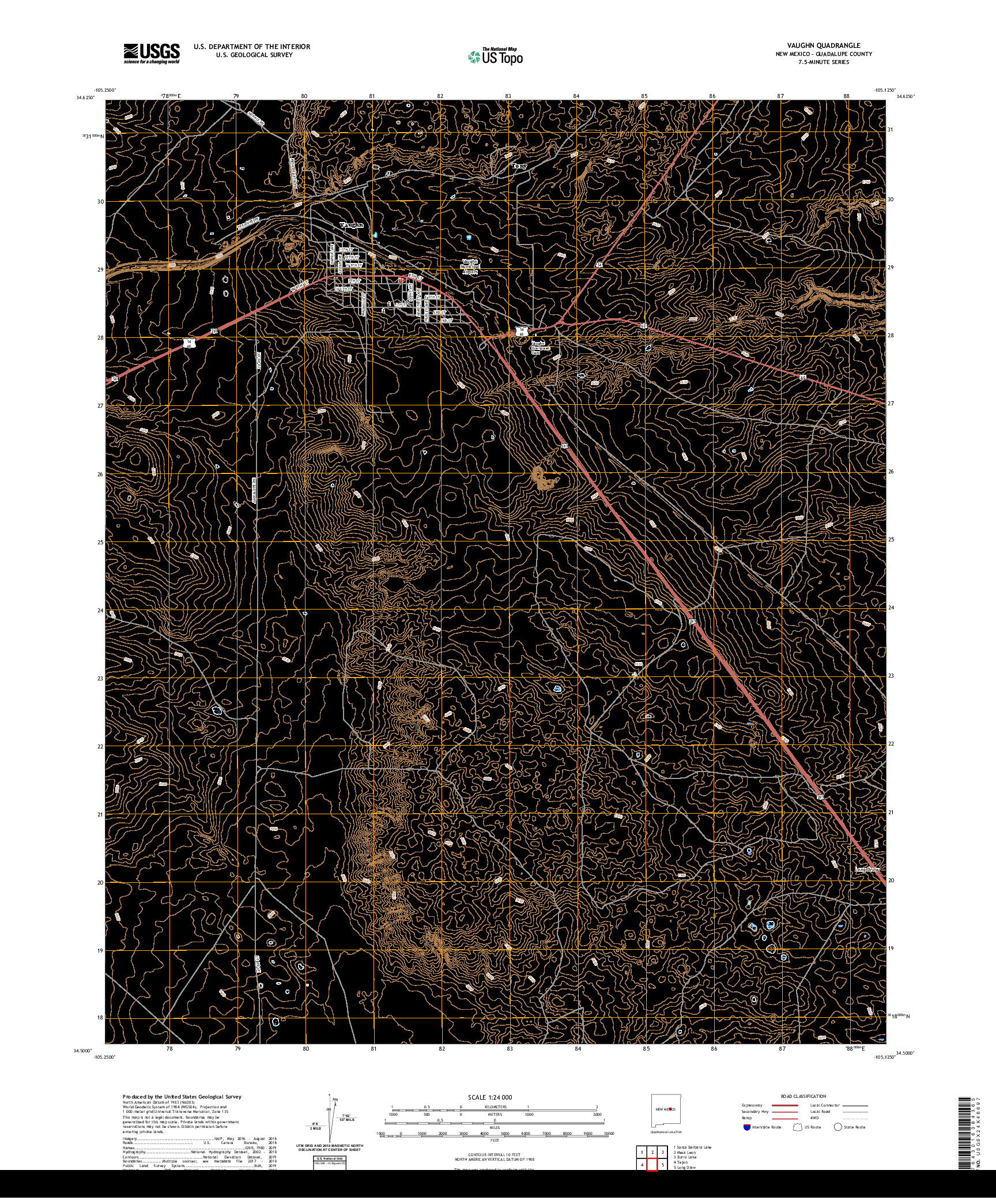 USGS US TOPO 7.5-MINUTE MAP FOR VAUGHN, NM 2020
