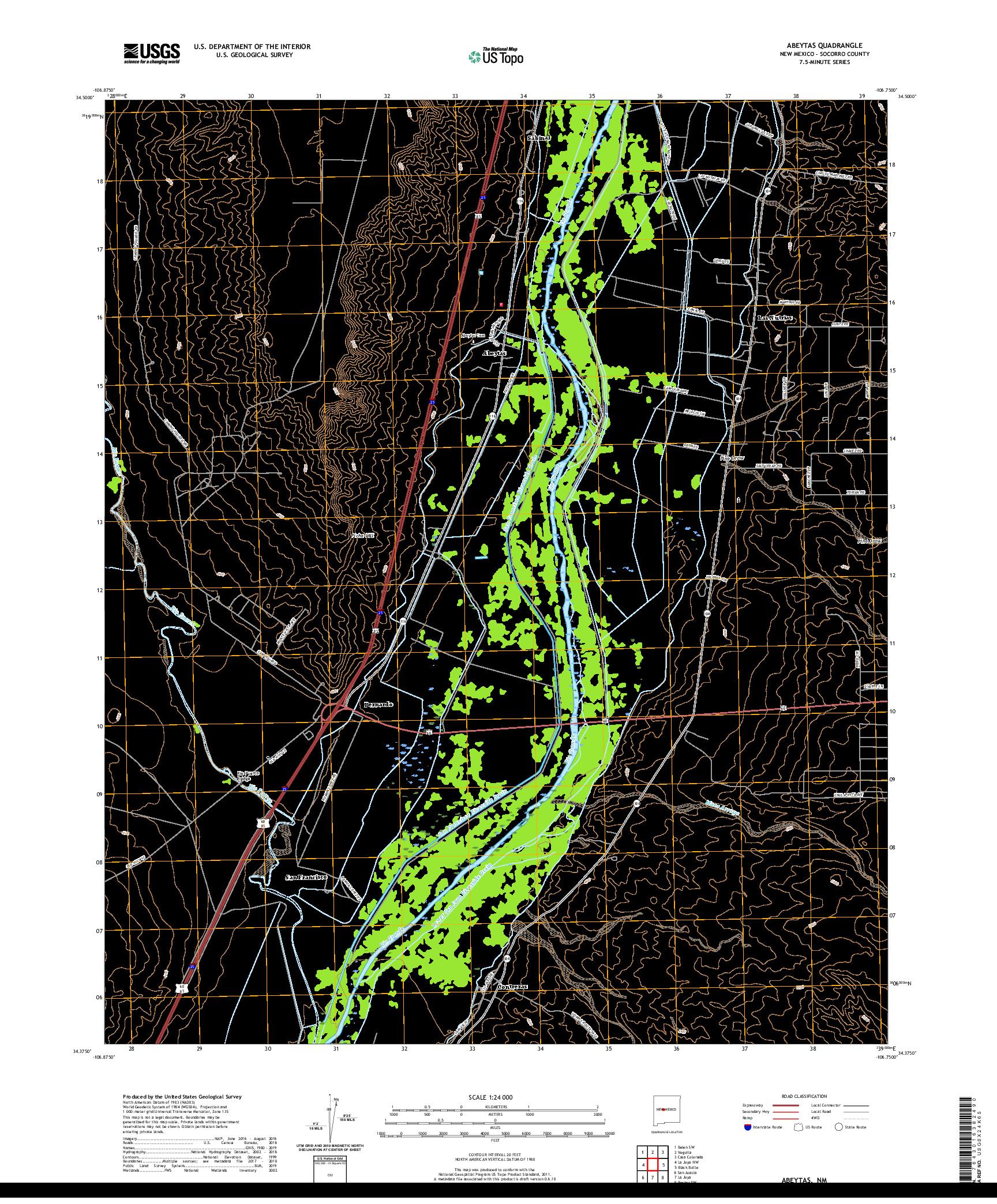 USGS US TOPO 7.5-MINUTE MAP FOR ABEYTAS, NM 2020