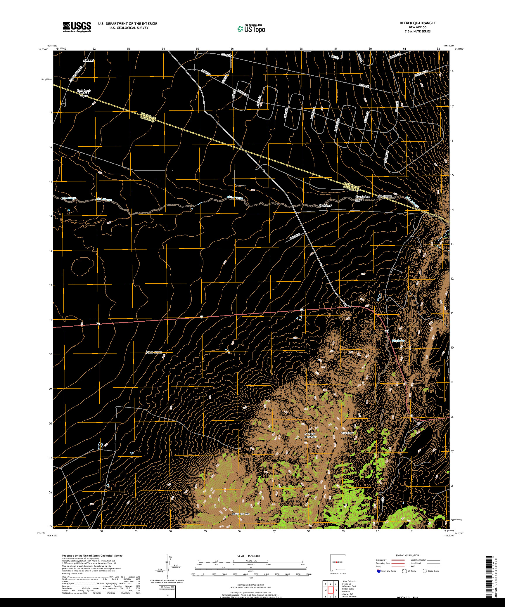 USGS US TOPO 7.5-MINUTE MAP FOR BECKER, NM 2020