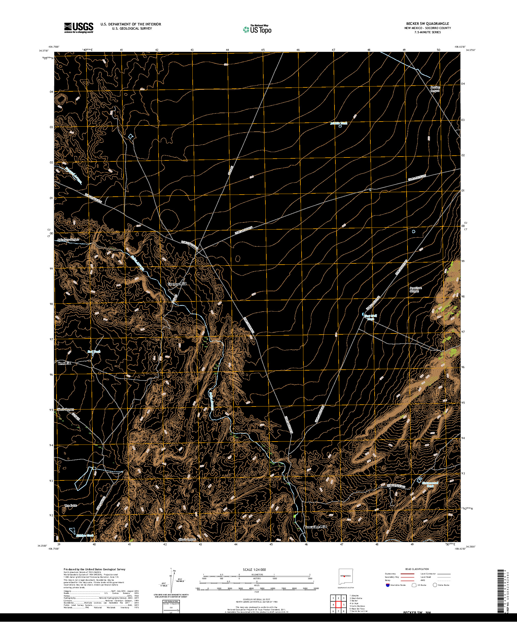 USGS US TOPO 7.5-MINUTE MAP FOR BECKER SW, NM 2020