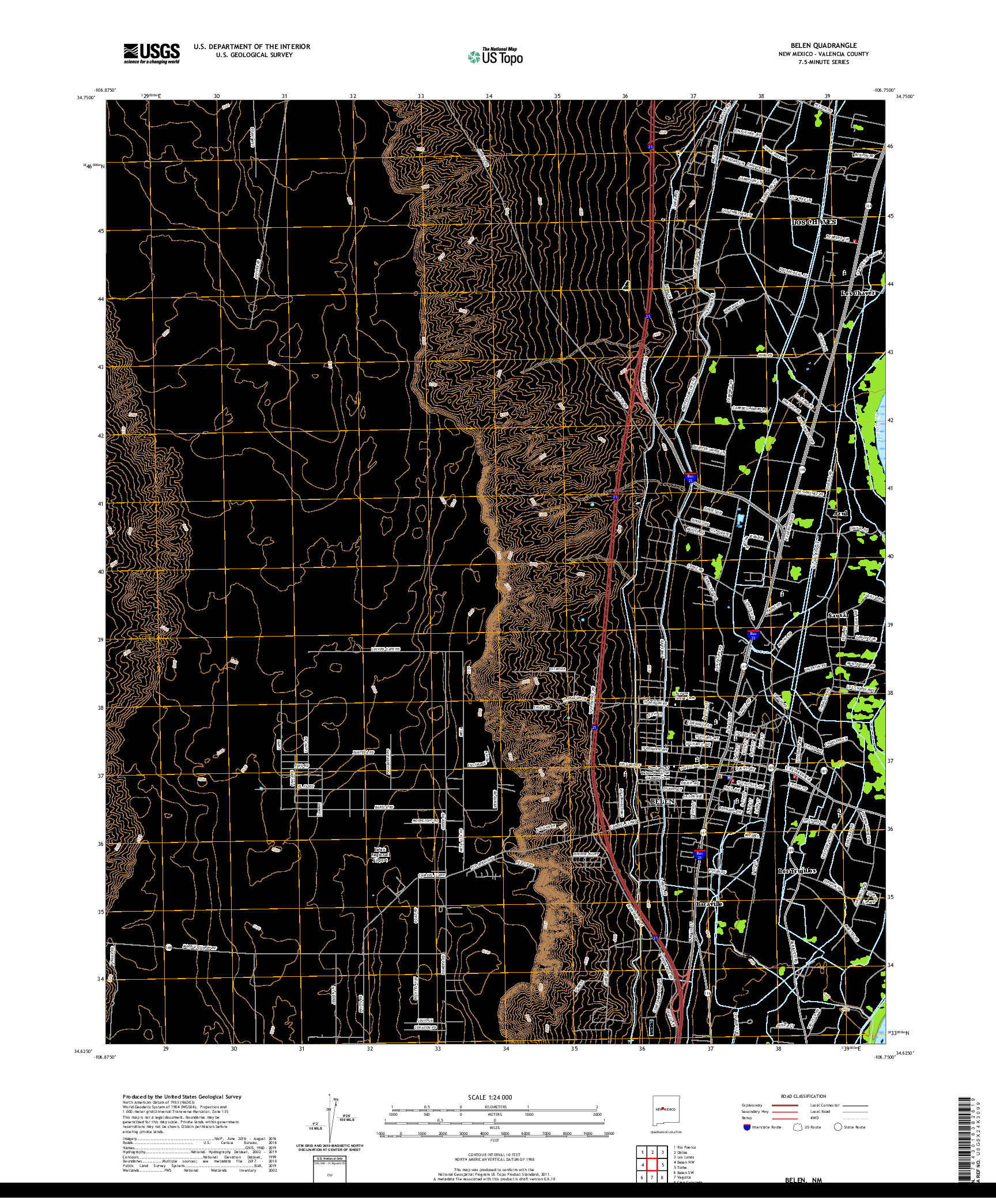 USGS US TOPO 7.5-MINUTE MAP FOR BELEN, NM 2020