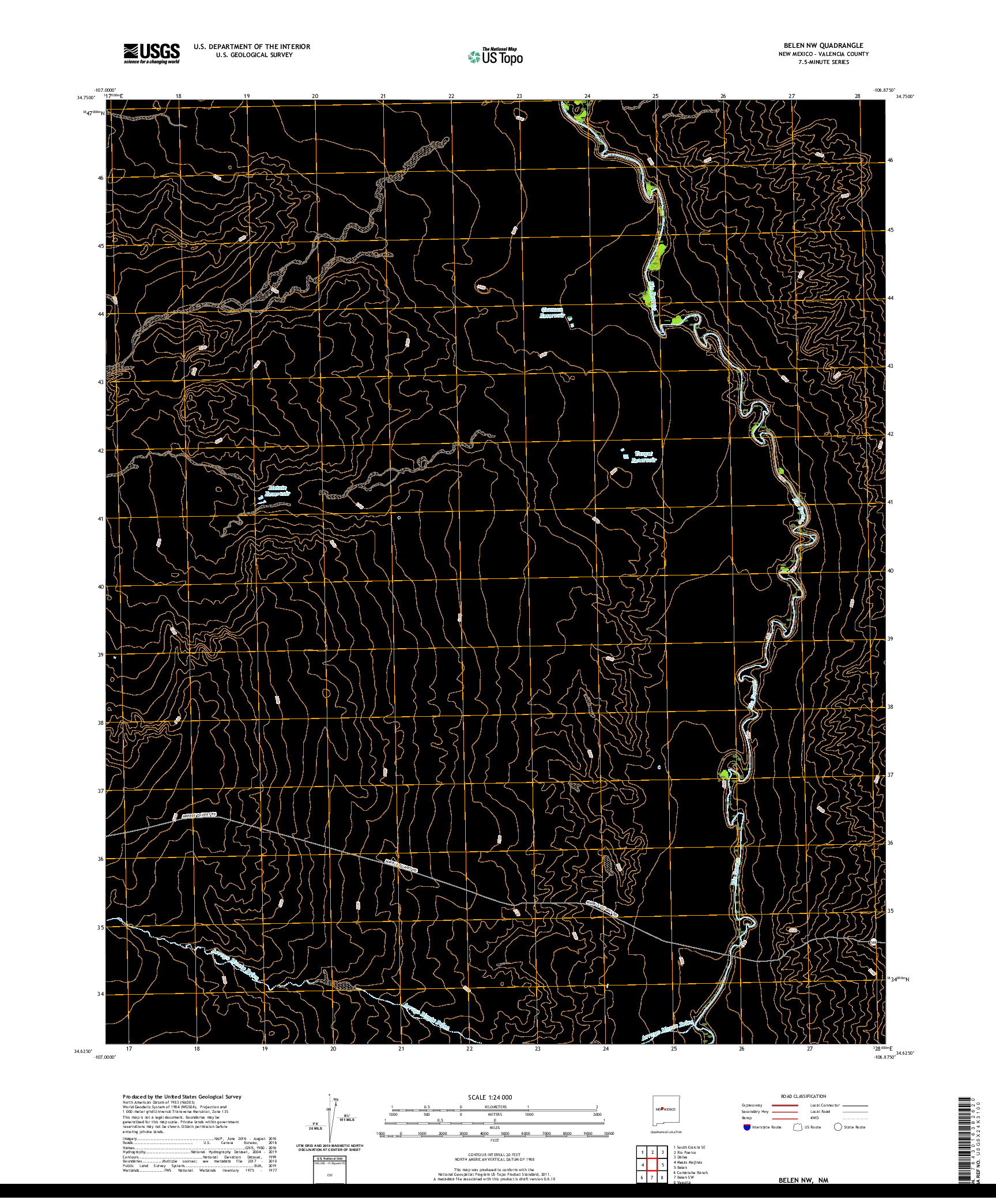 USGS US TOPO 7.5-MINUTE MAP FOR BELEN NW, NM 2020