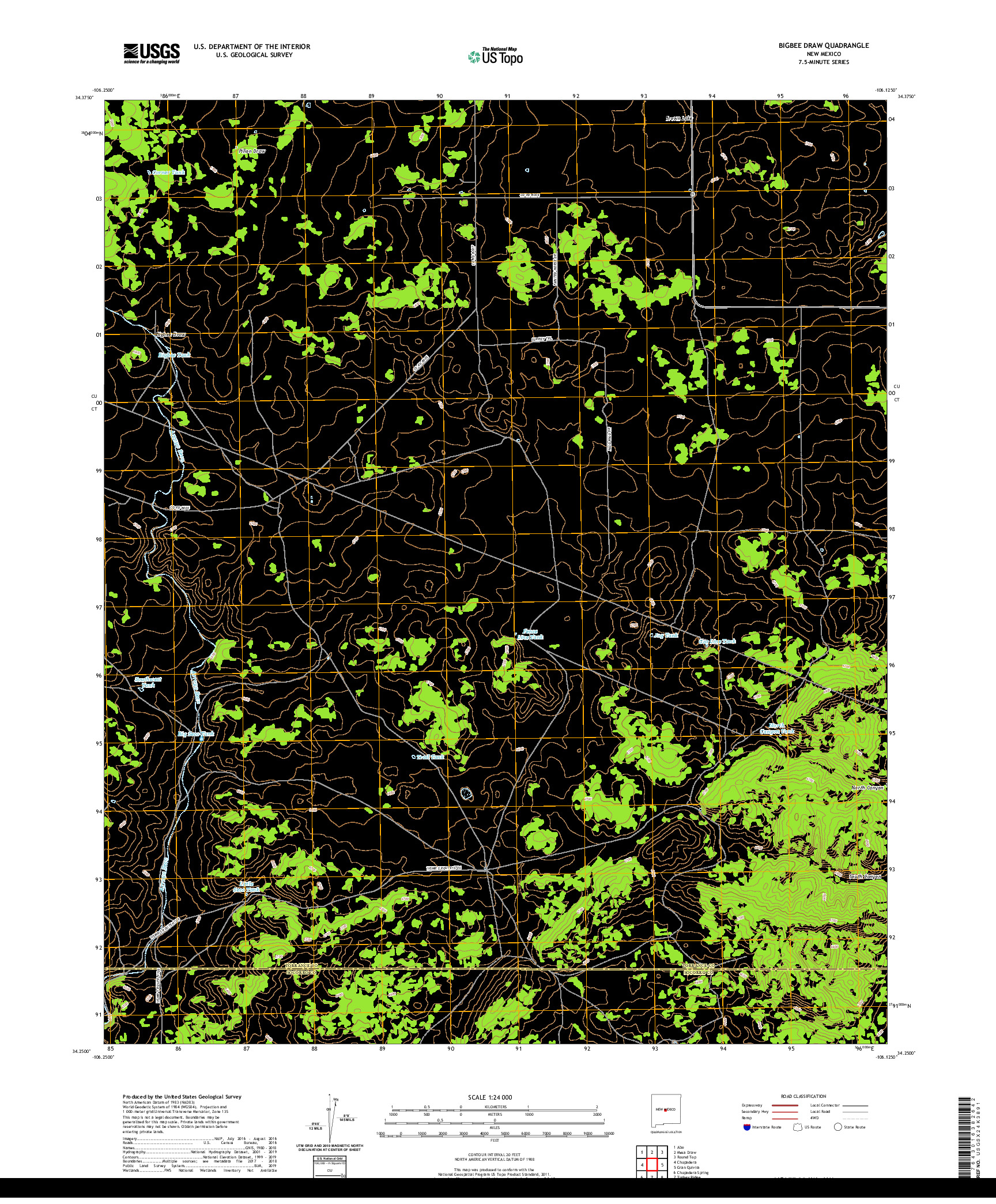 USGS US TOPO 7.5-MINUTE MAP FOR BIGBEE DRAW, NM 2020