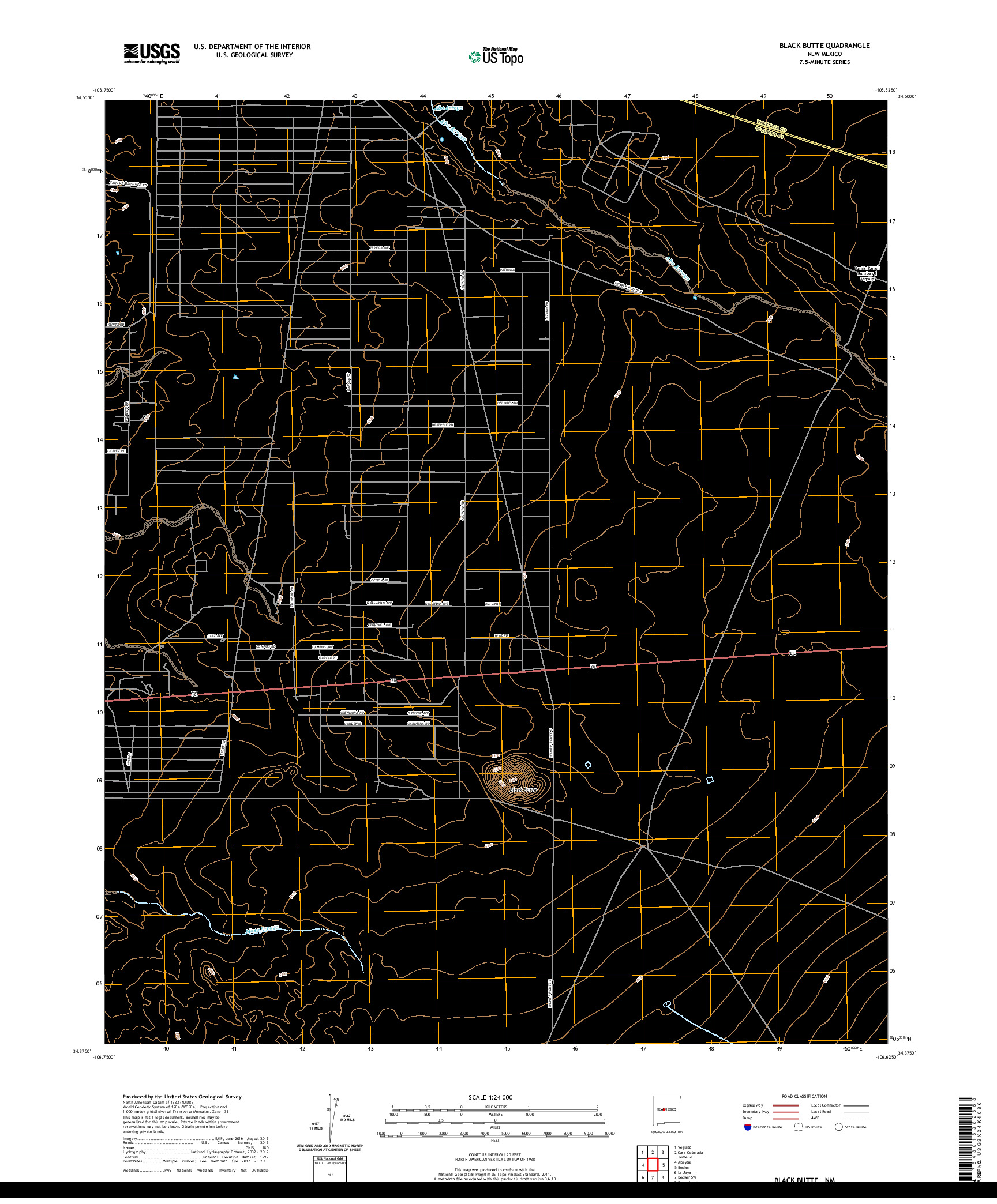 USGS US TOPO 7.5-MINUTE MAP FOR BLACK BUTTE, NM 2020