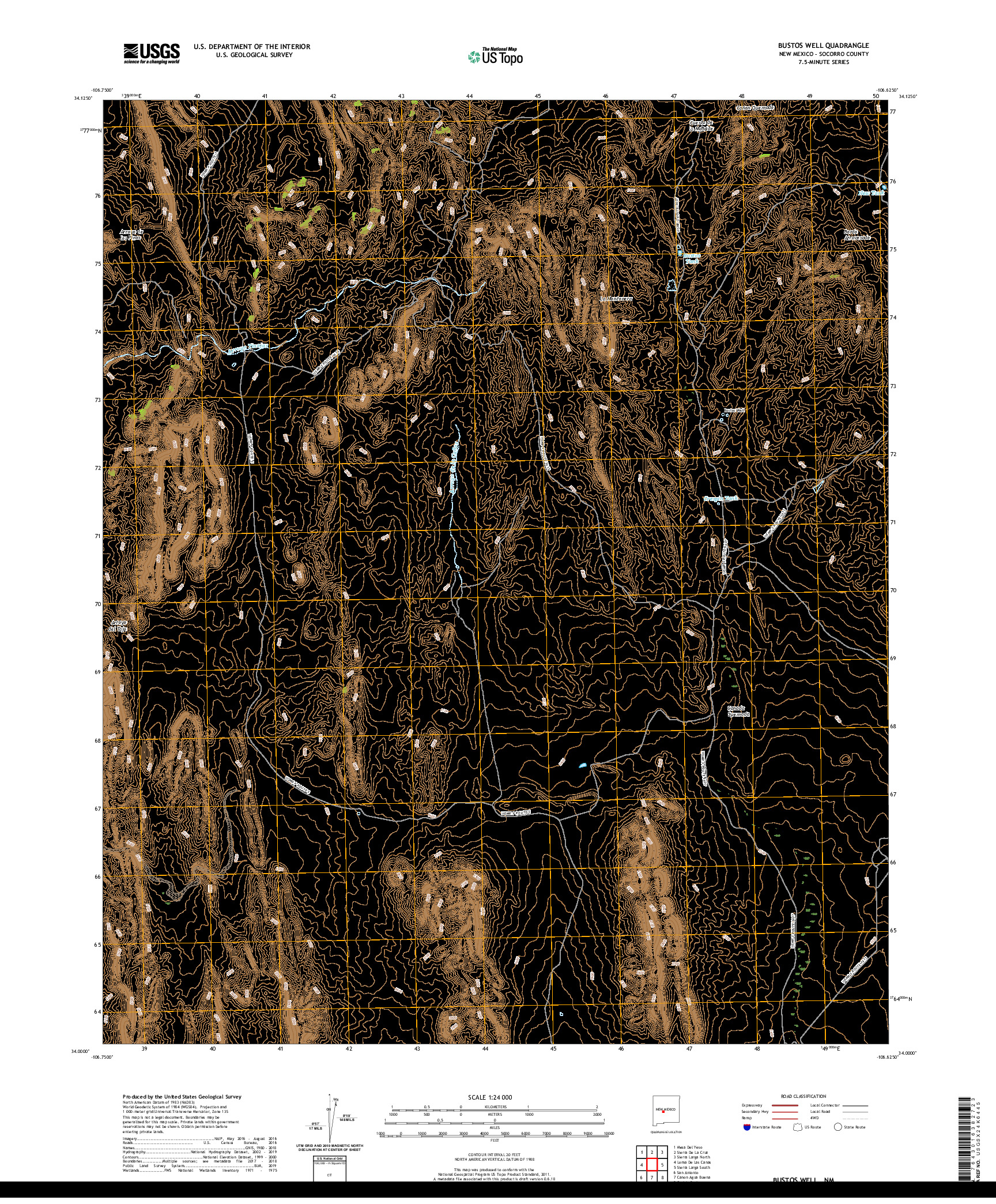 USGS US TOPO 7.5-MINUTE MAP FOR BUSTOS WELL, NM 2020