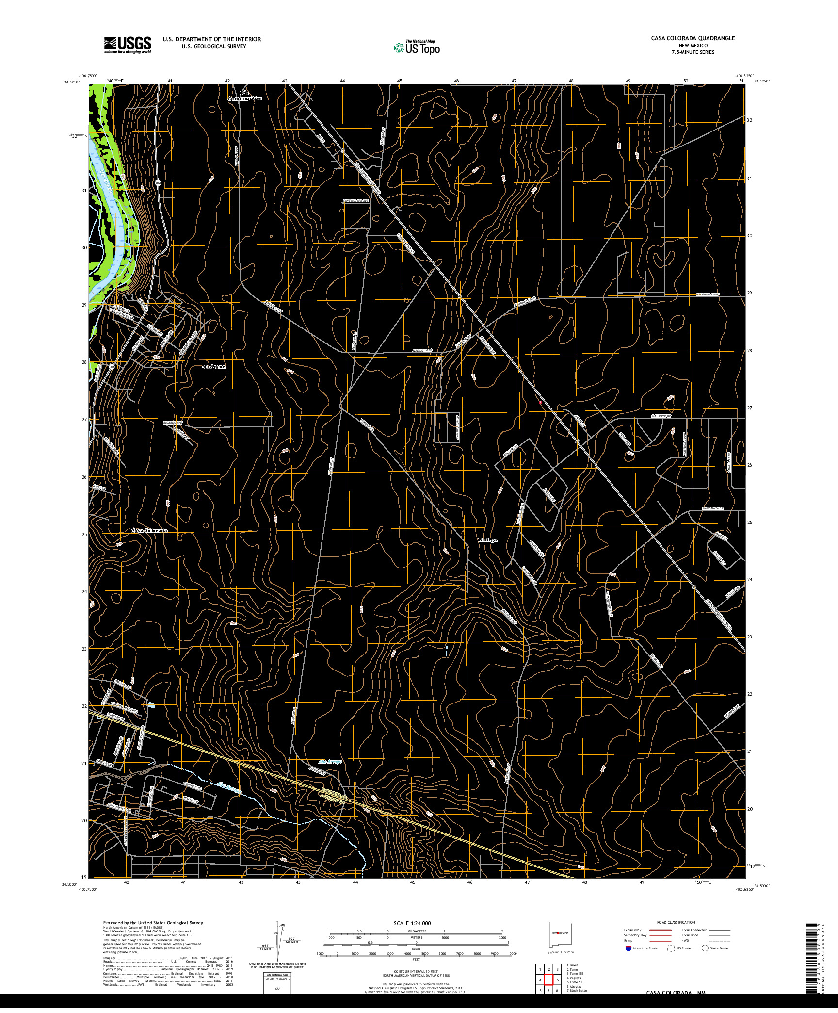 USGS US TOPO 7.5-MINUTE MAP FOR CASA COLORADA, NM 2020