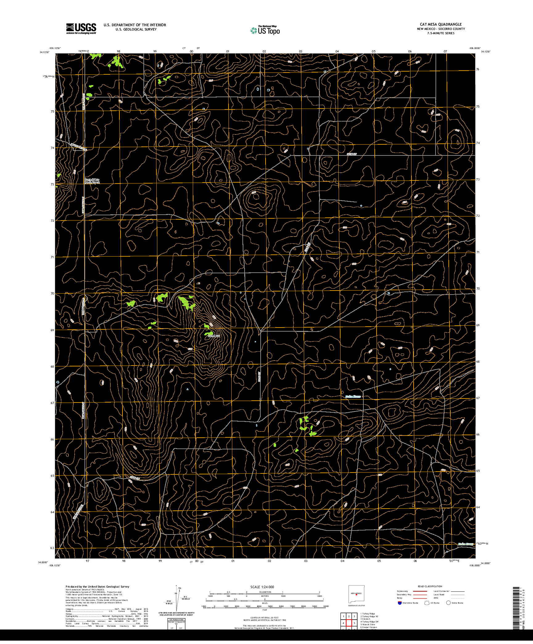 USGS US TOPO 7.5-MINUTE MAP FOR CAT MESA, NM 2020