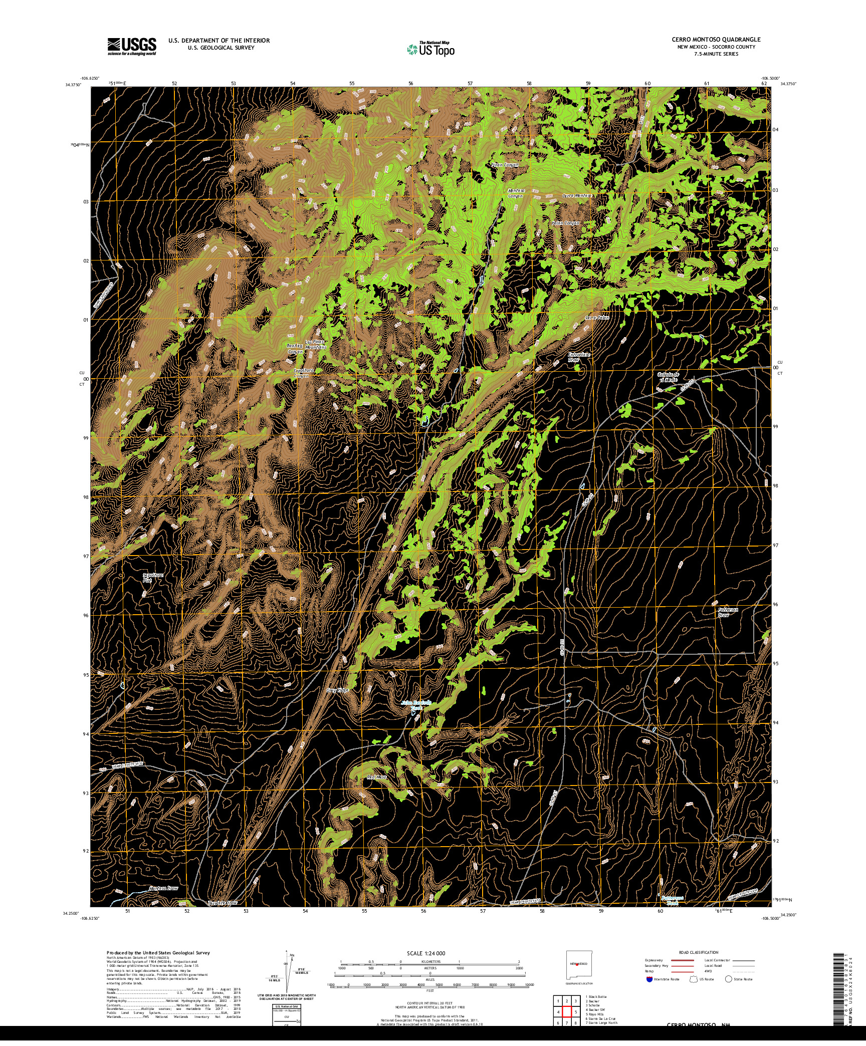 USGS US TOPO 7.5-MINUTE MAP FOR CERRO MONTOSO, NM 2020