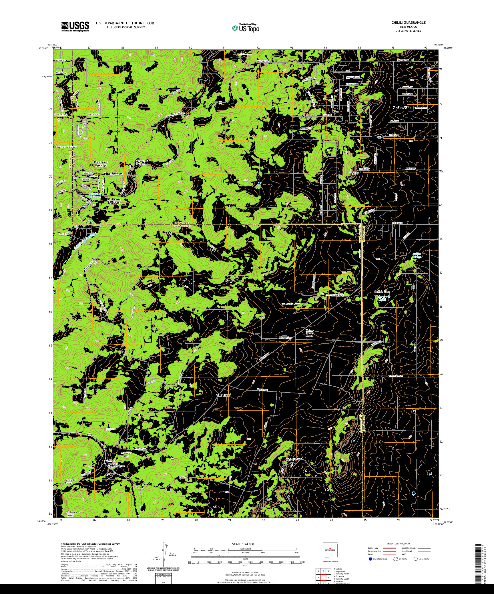 USGS US TOPO 7.5-MINUTE MAP FOR CHILILI, NM 2020