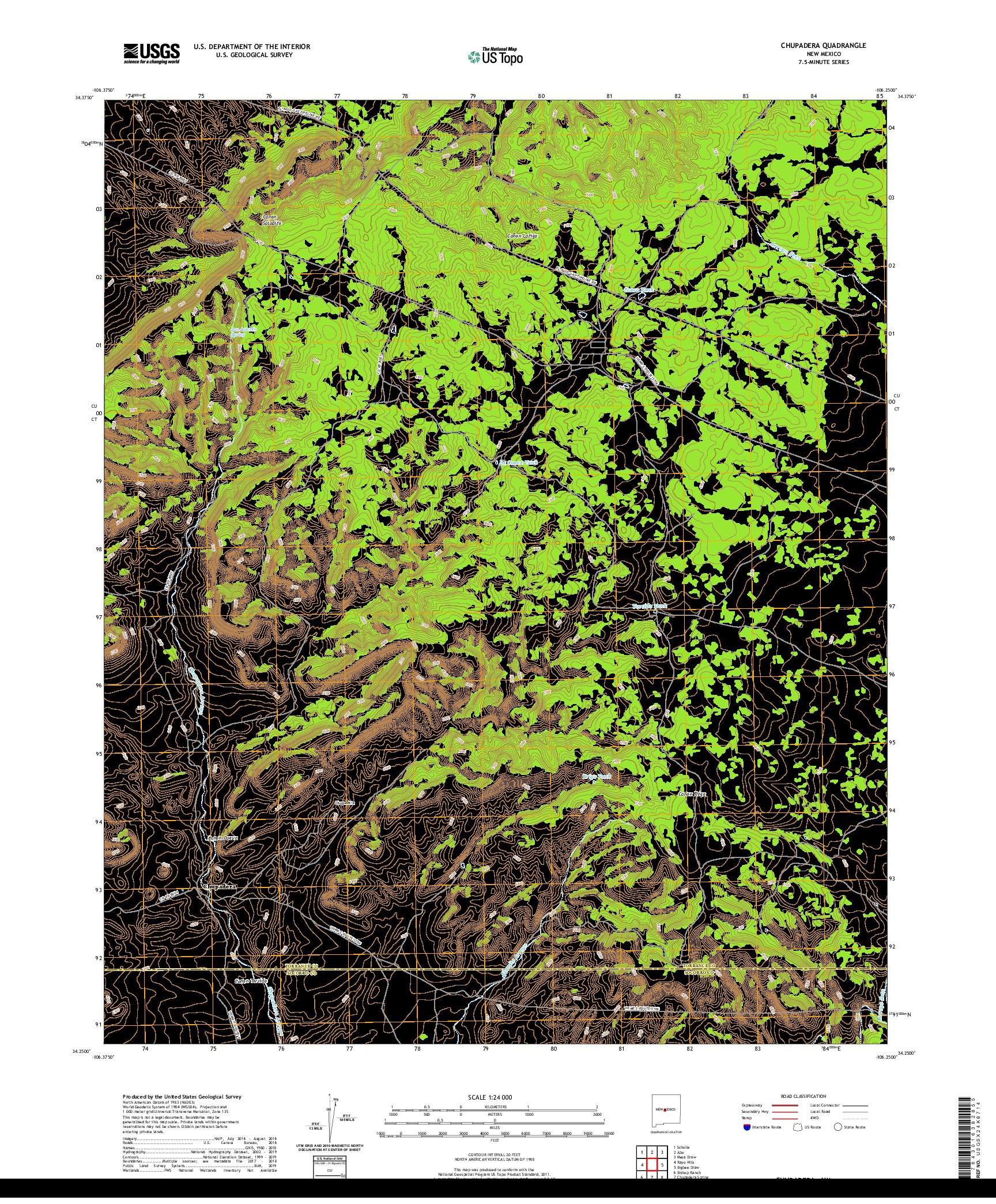 USGS US TOPO 7.5-MINUTE MAP FOR CHUPADERA, NM 2020