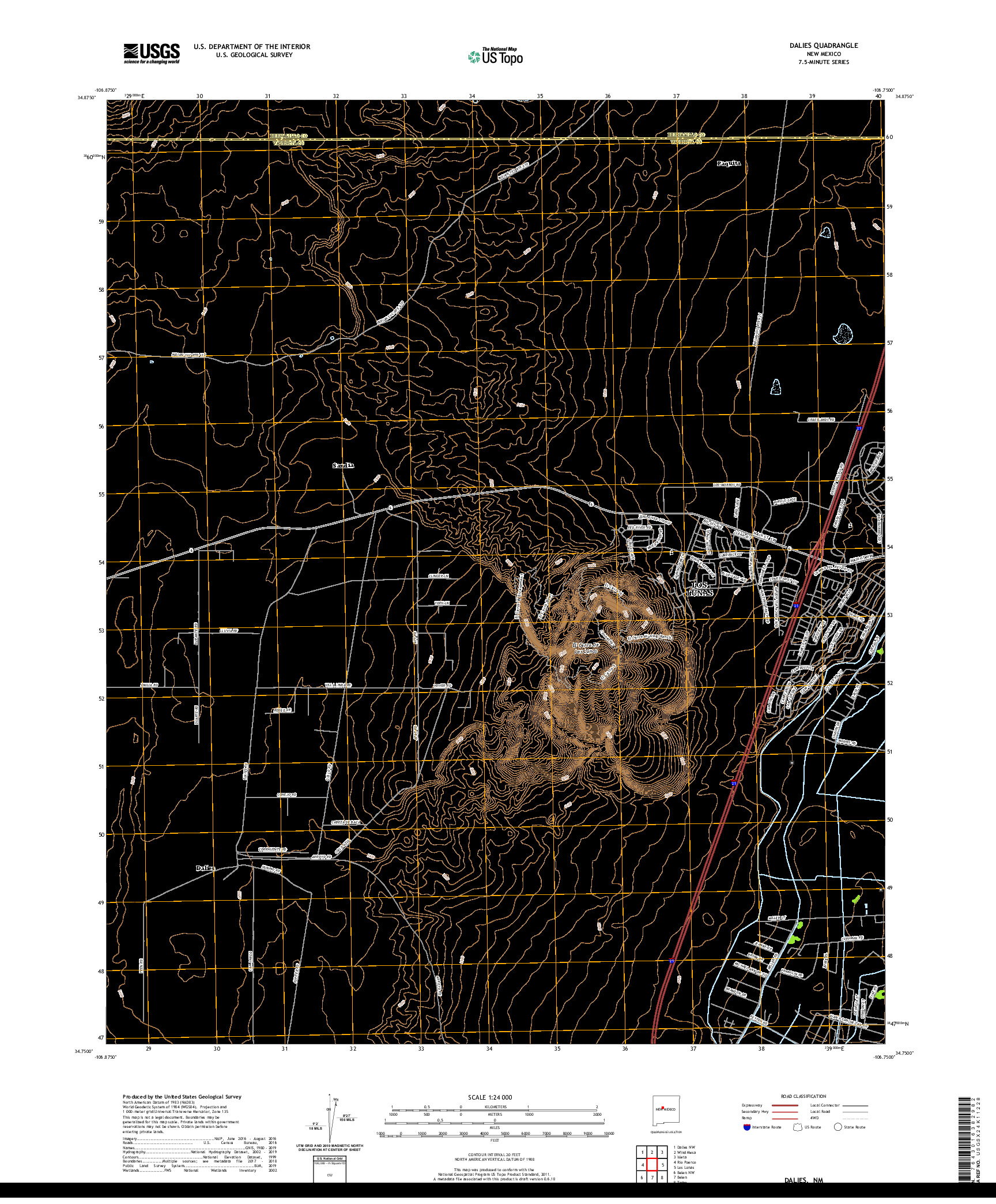 USGS US TOPO 7.5-MINUTE MAP FOR DALIES, NM 2020