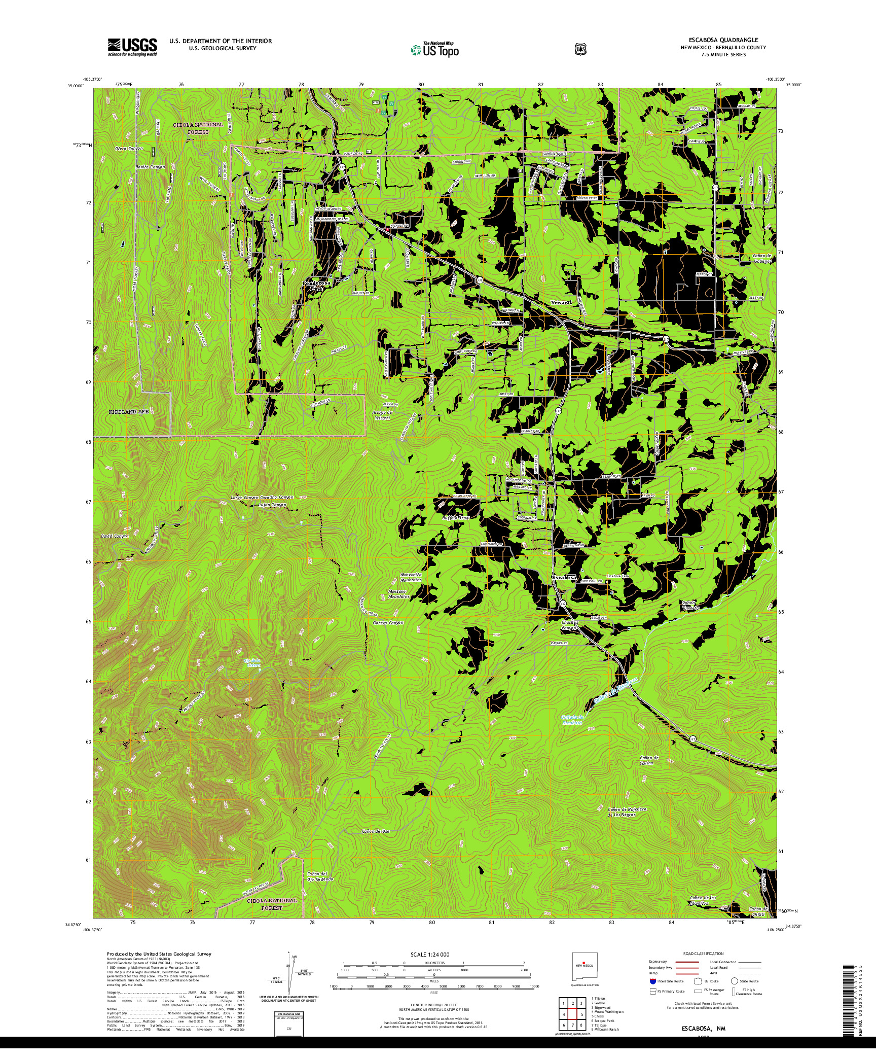 USGS US TOPO 7.5-MINUTE MAP FOR ESCABOSA, NM 2020