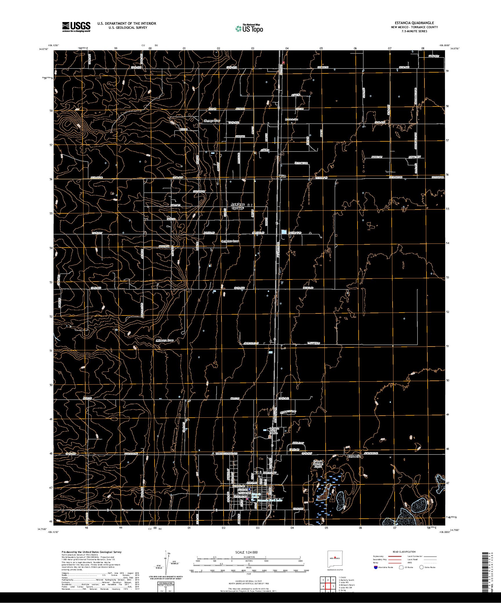 USGS US TOPO 7.5-MINUTE MAP FOR ESTANCIA, NM 2020