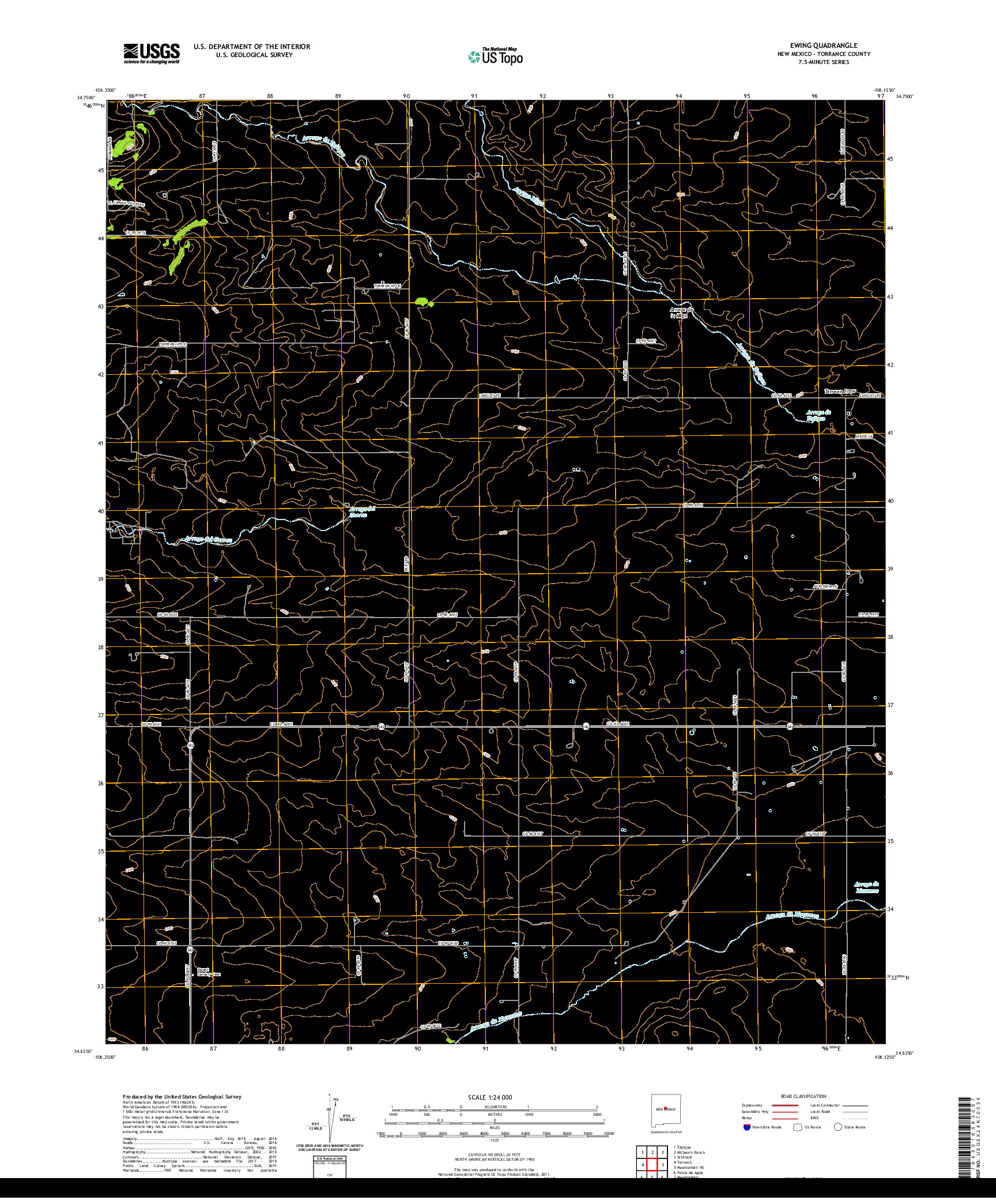 USGS US TOPO 7.5-MINUTE MAP FOR EWING, NM 2020