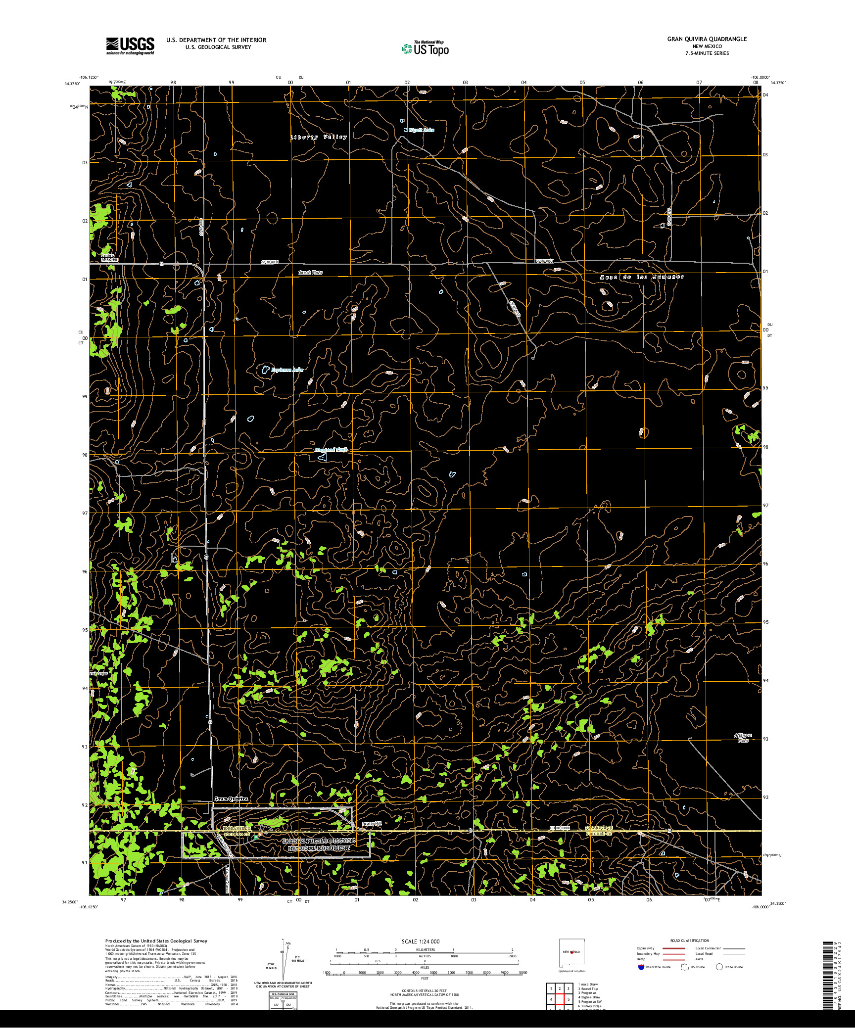 USGS US TOPO 7.5-MINUTE MAP FOR GRAN QUIVIRA, NM 2020