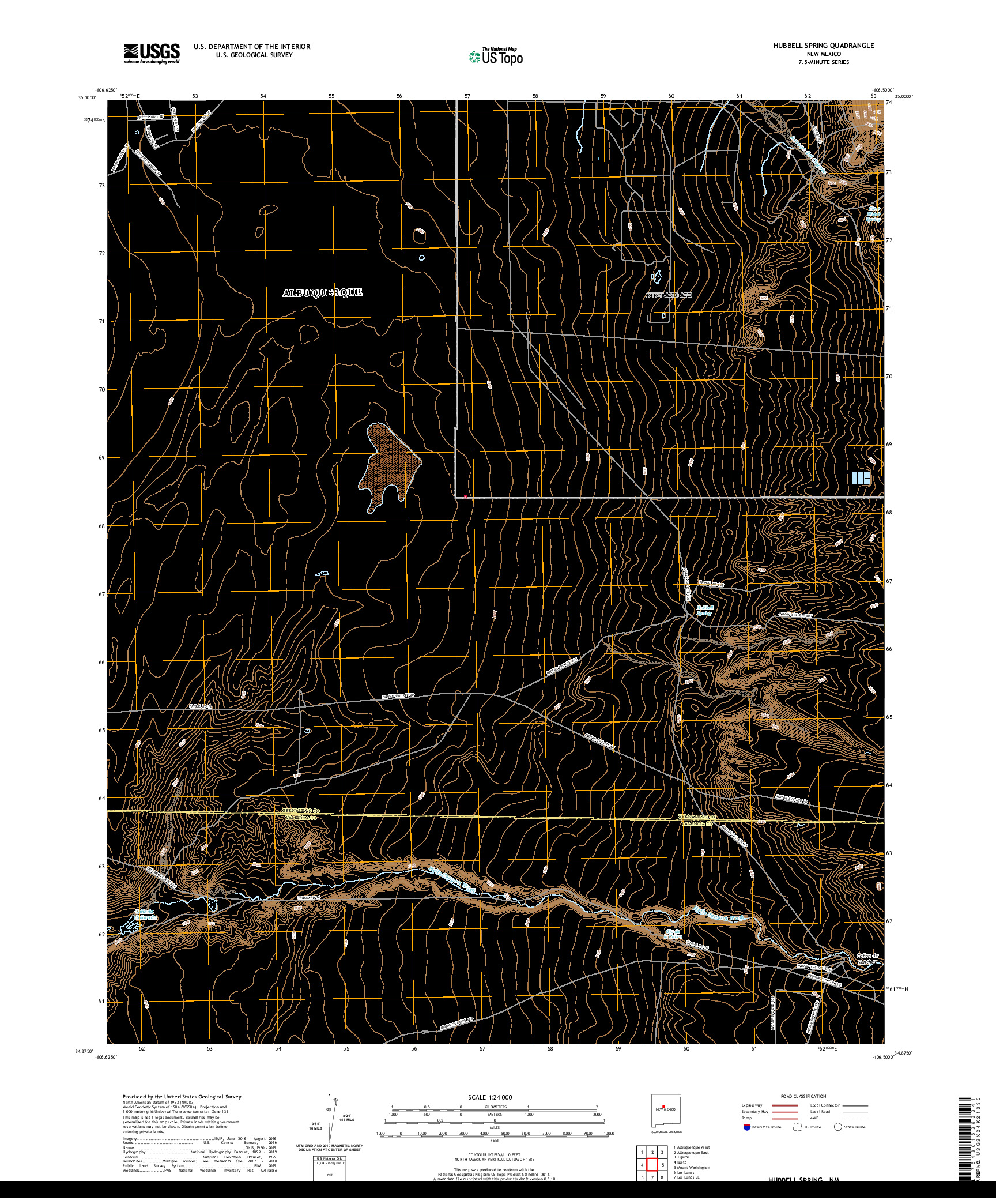 USGS US TOPO 7.5-MINUTE MAP FOR HUBBELL SPRING, NM 2020