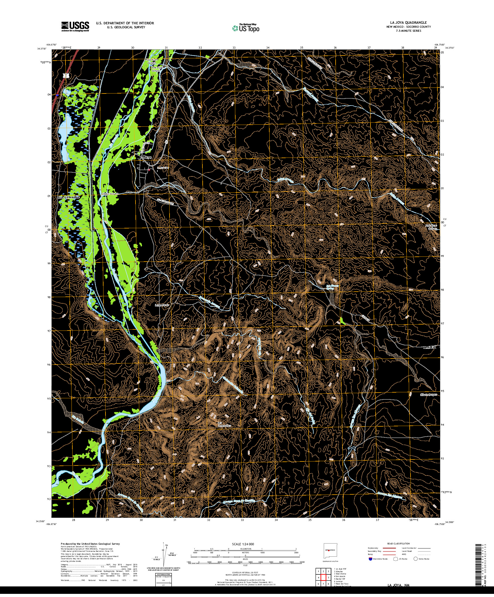 USGS US TOPO 7.5-MINUTE MAP FOR LA JOYA, NM 2020
