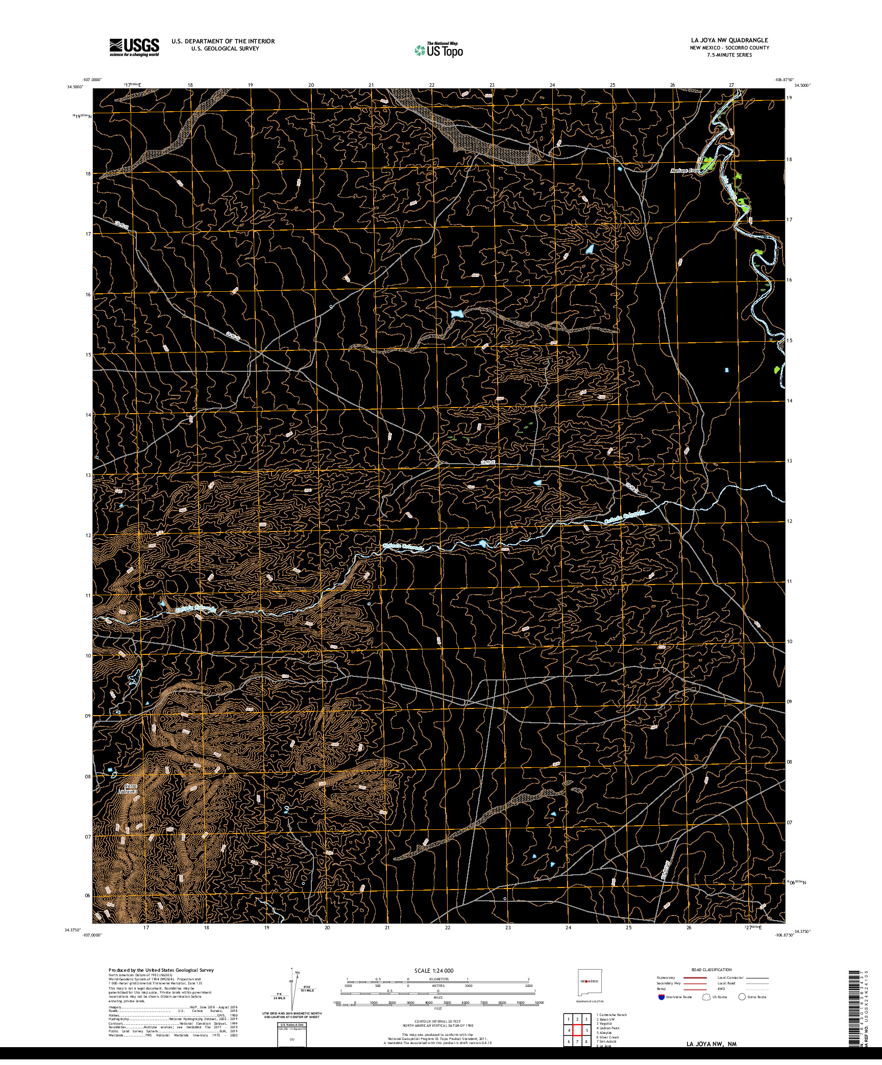 USGS US TOPO 7.5-MINUTE MAP FOR LA JOYA NW, NM 2020