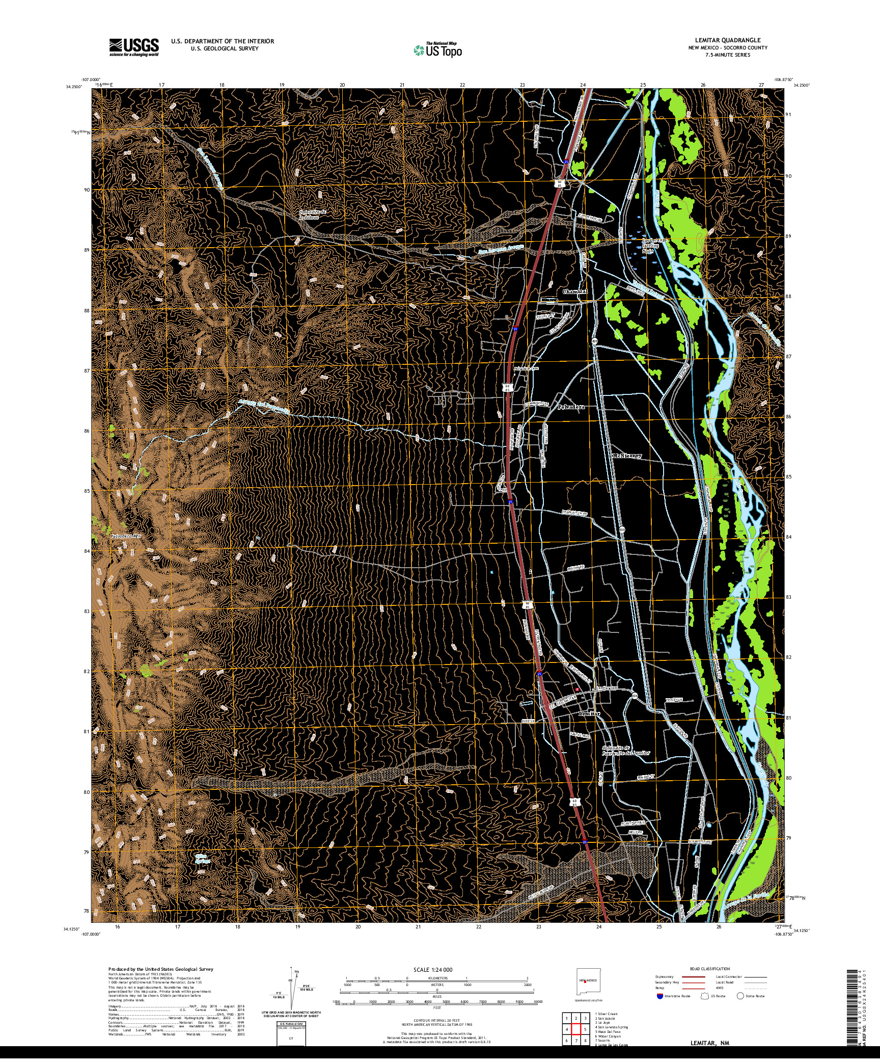 USGS US TOPO 7.5-MINUTE MAP FOR LEMITAR, NM 2020