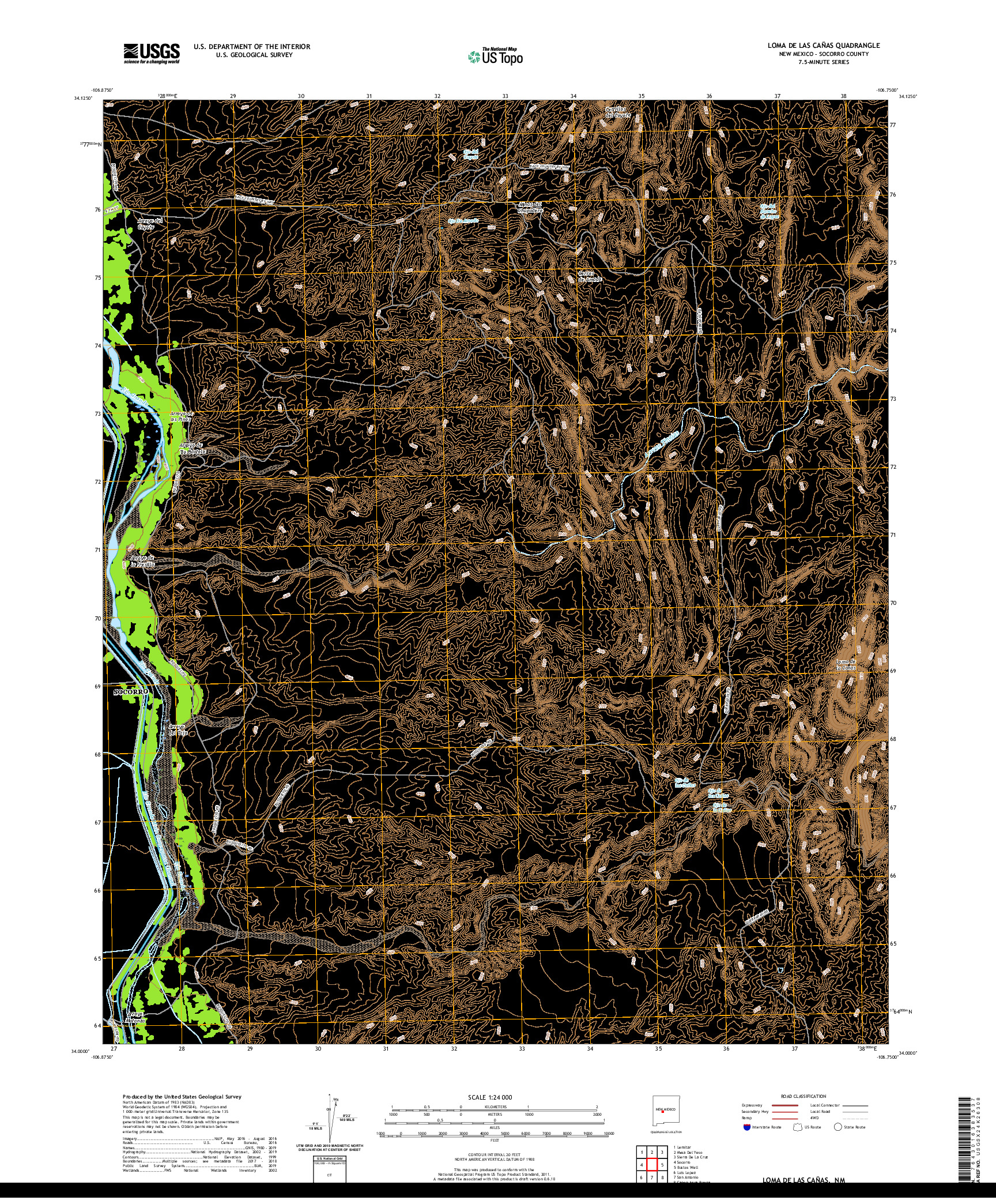 USGS US TOPO 7.5-MINUTE MAP FOR LOMA DE LAS CANAS, NM 2020